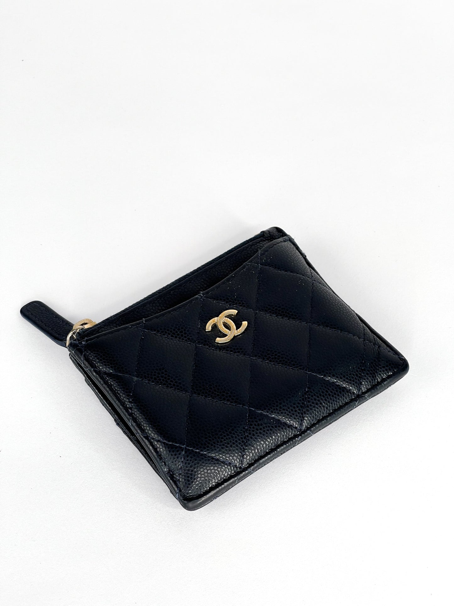 Chanel Caviar Quilted CC Zip Card Holder Black