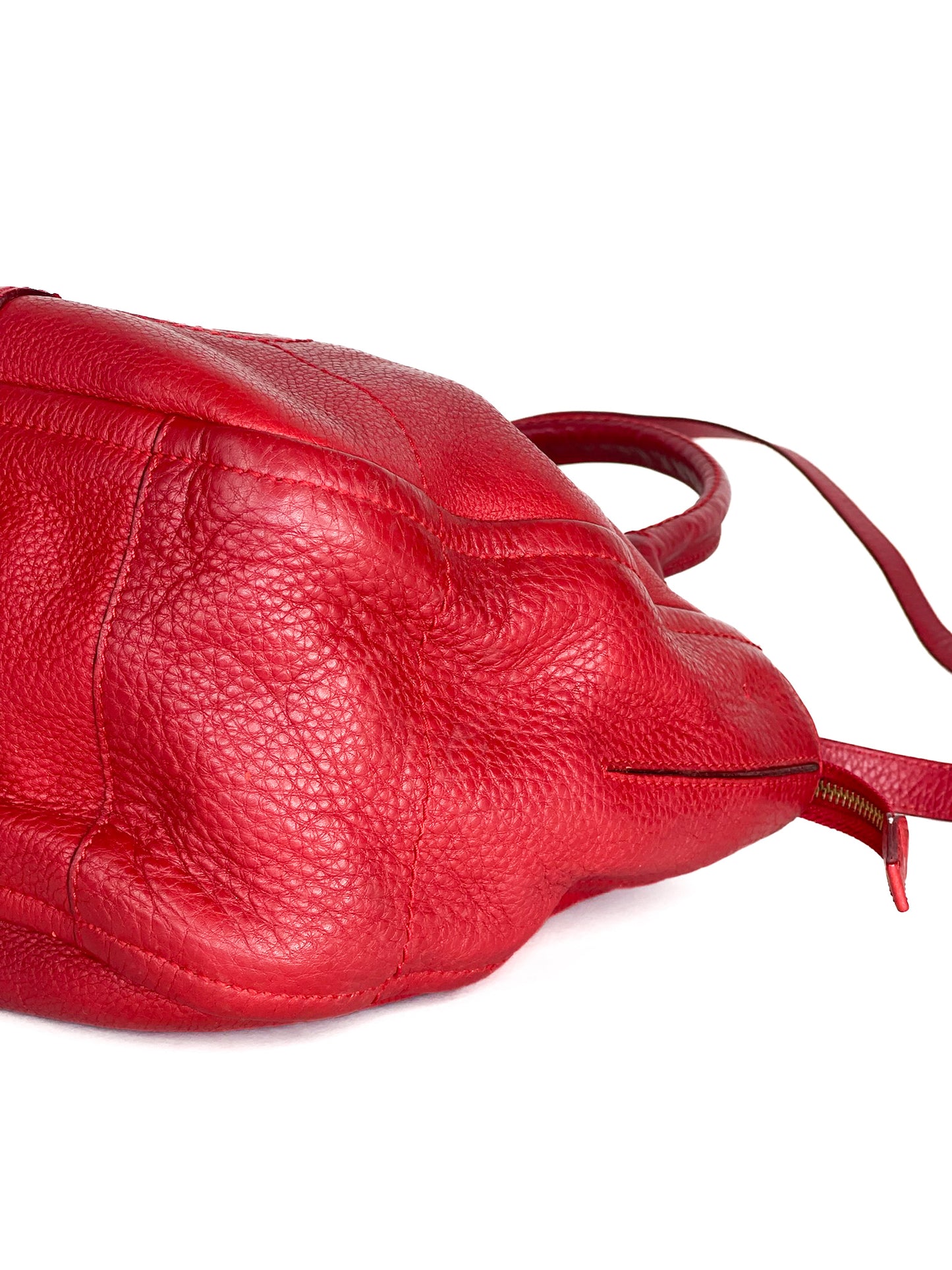 Salvatore Ferragamo Izzie Gancini Detail Grained Leather Top Handle Bag Red