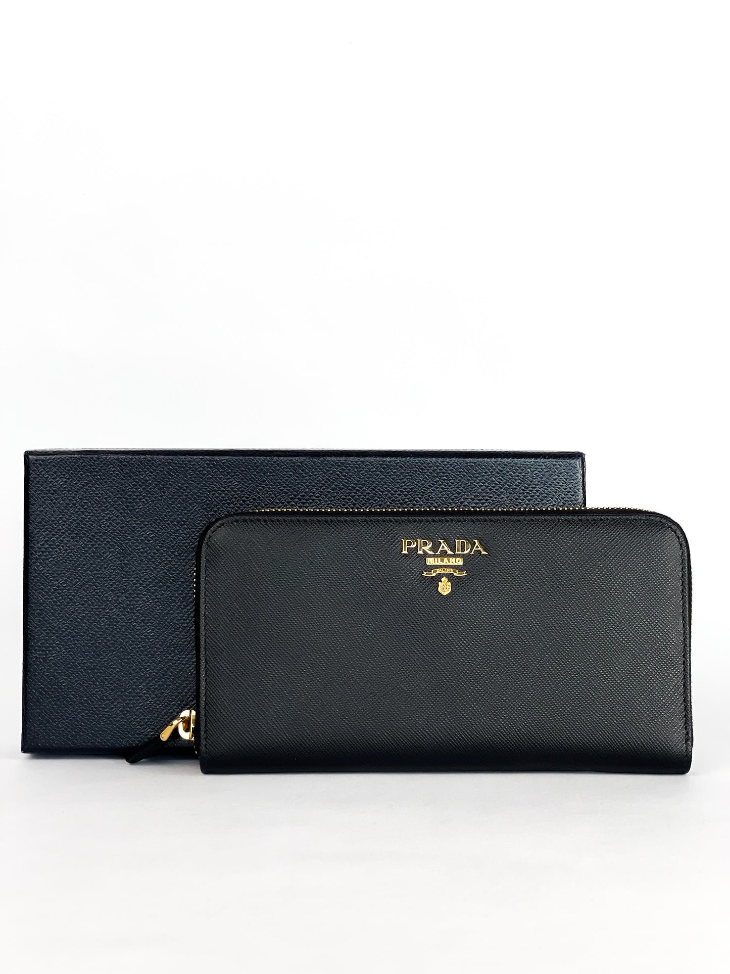 Prada Black Saffiano Leather Long Wallet