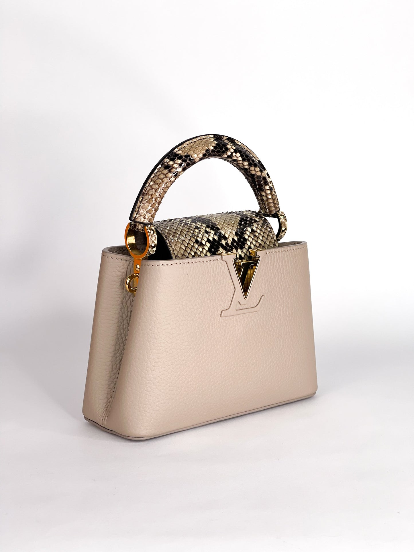 Louis Vuitton Galet Taurillon Leather and Python Capucines Mini Bag