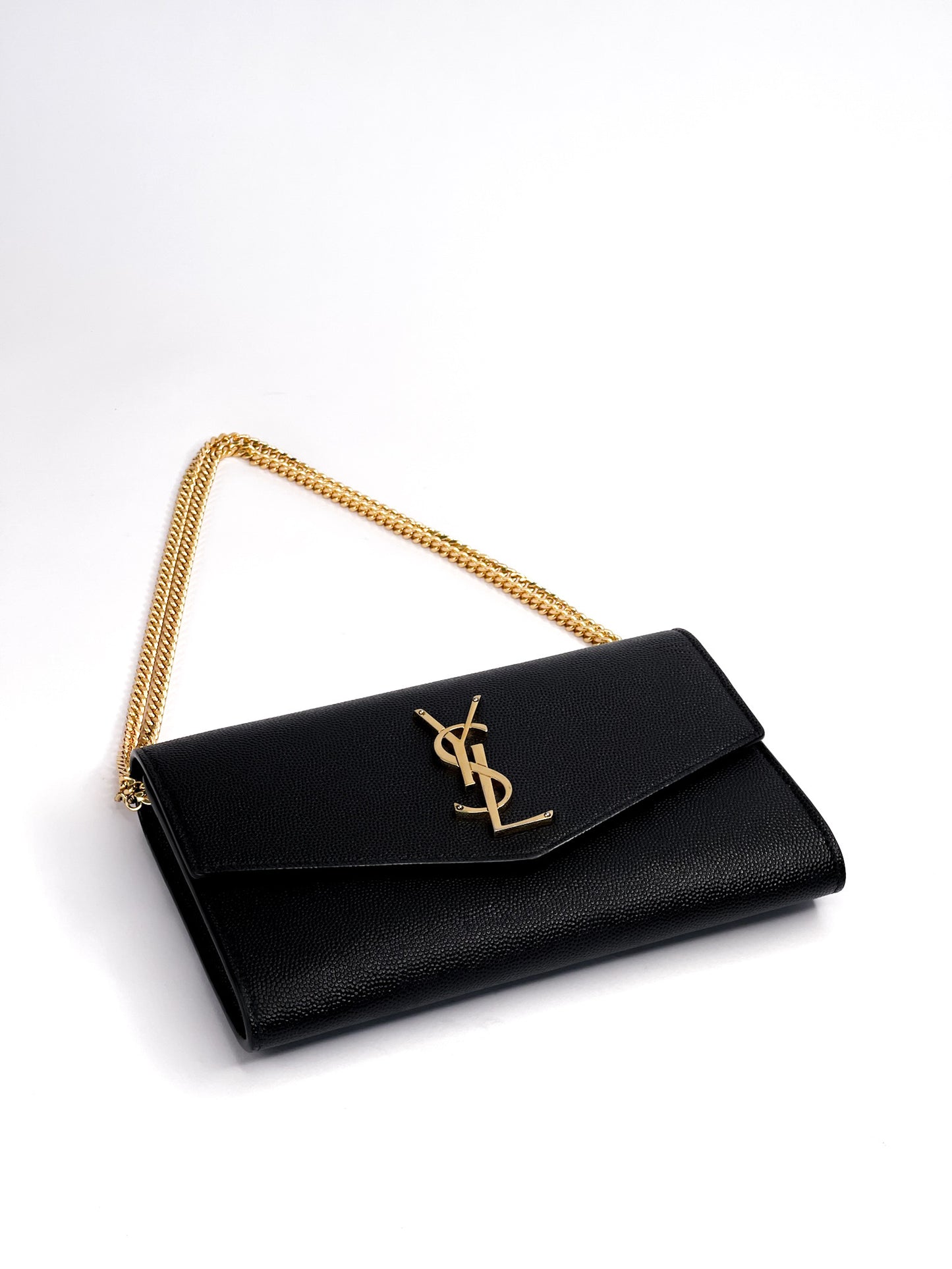 Saint Laurent Uptown Leather Wallet on Chain Black