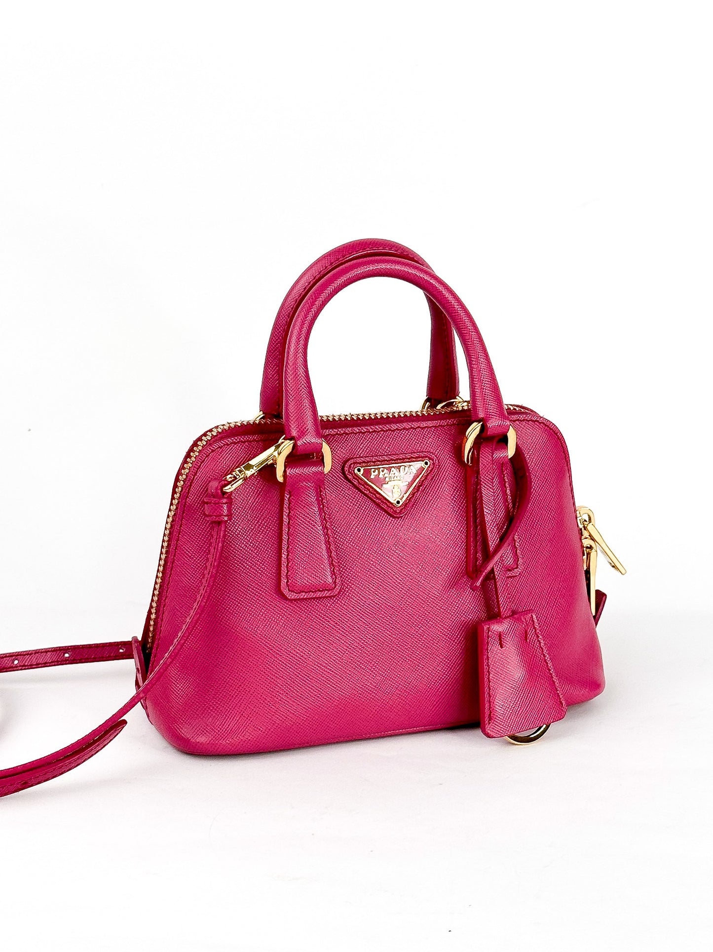 Prada Mini Saffiano Promenade Bag, Fuschia Pink