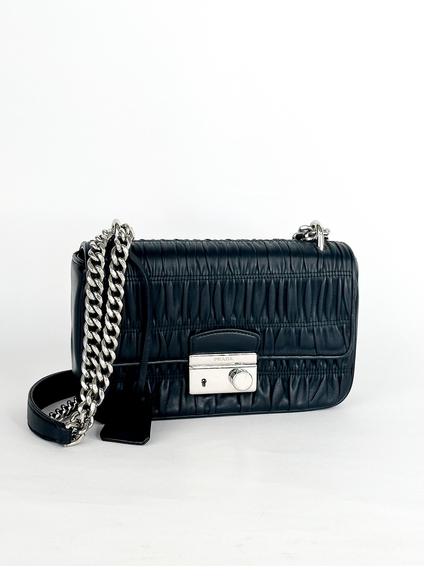 Prada Nappa Gaufre Chain Flap Black