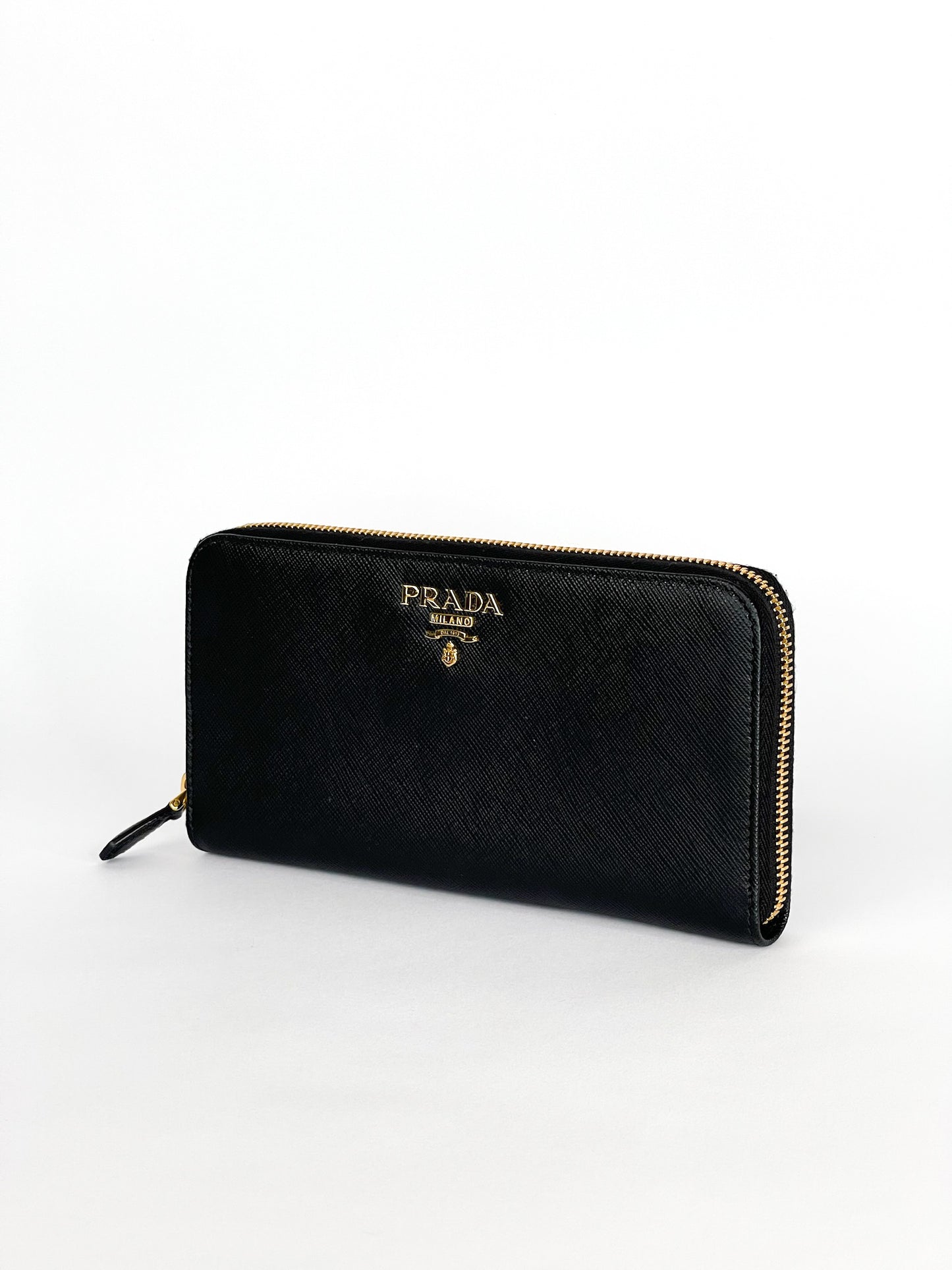 Prada Black Saffiano Leather Long Wallet