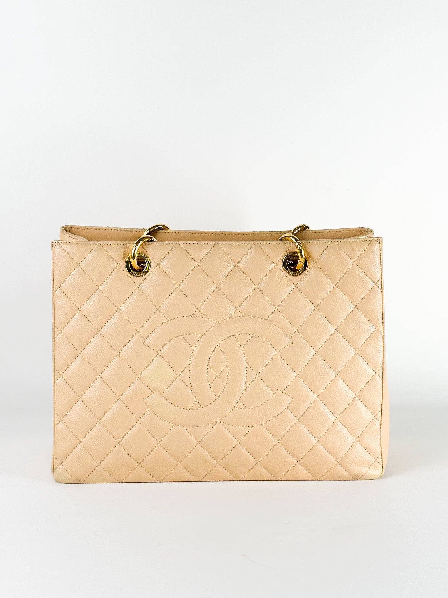 Chanel Grand Shopping Tote [GST] Beige Caviar Gold Hardware