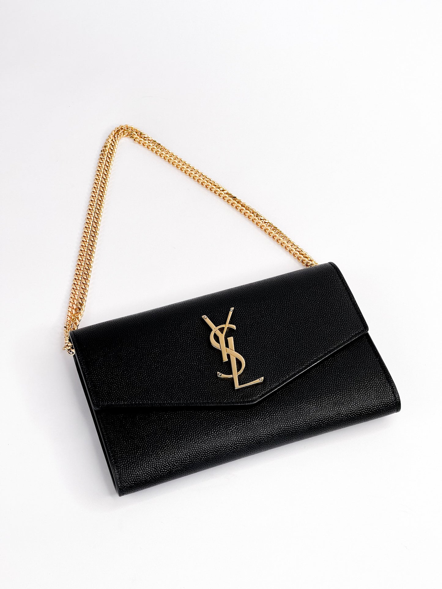 Saint Laurent Uptown Leather Wallet on Chain Black