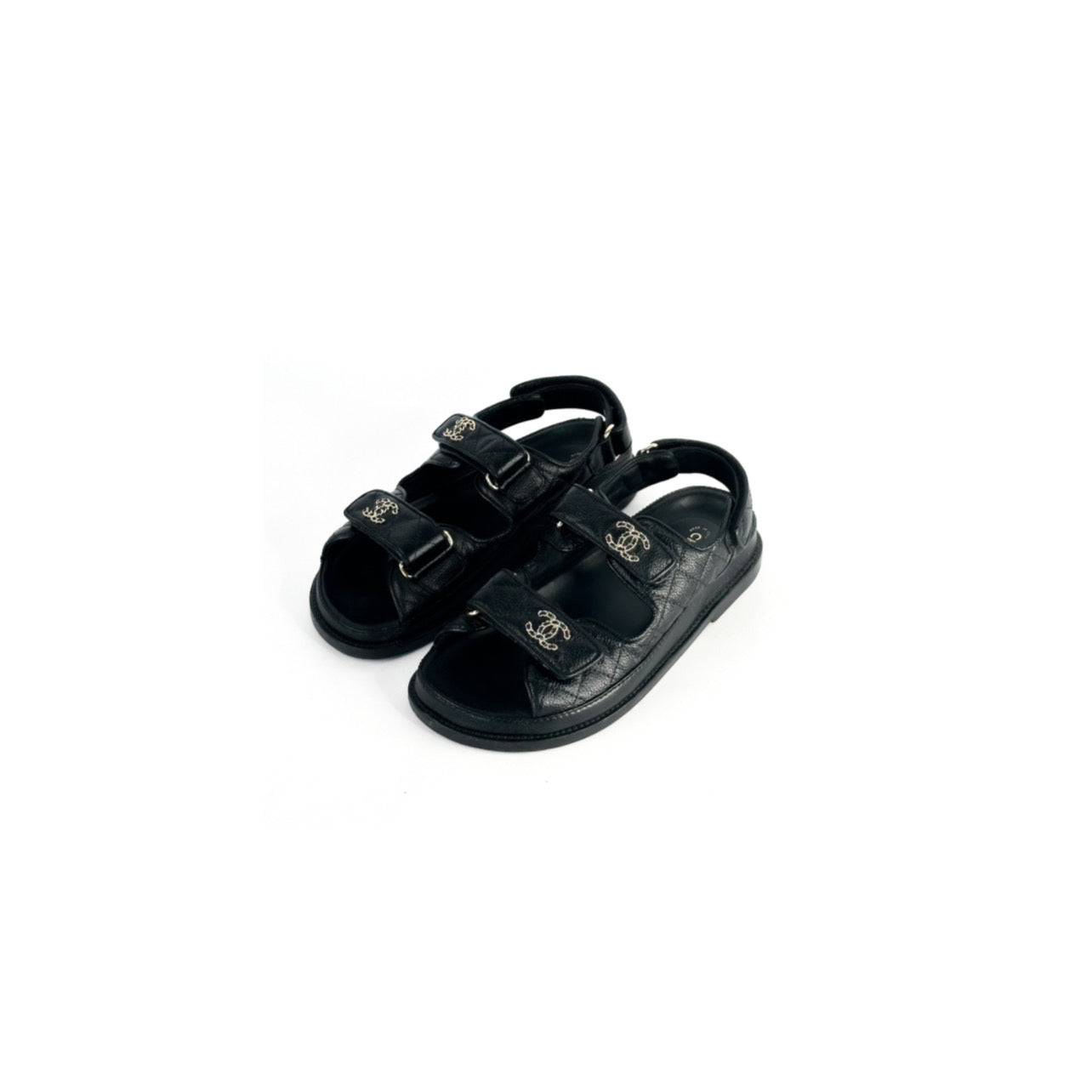 Chanel Grained Calfskin Dad Sandals Size 36