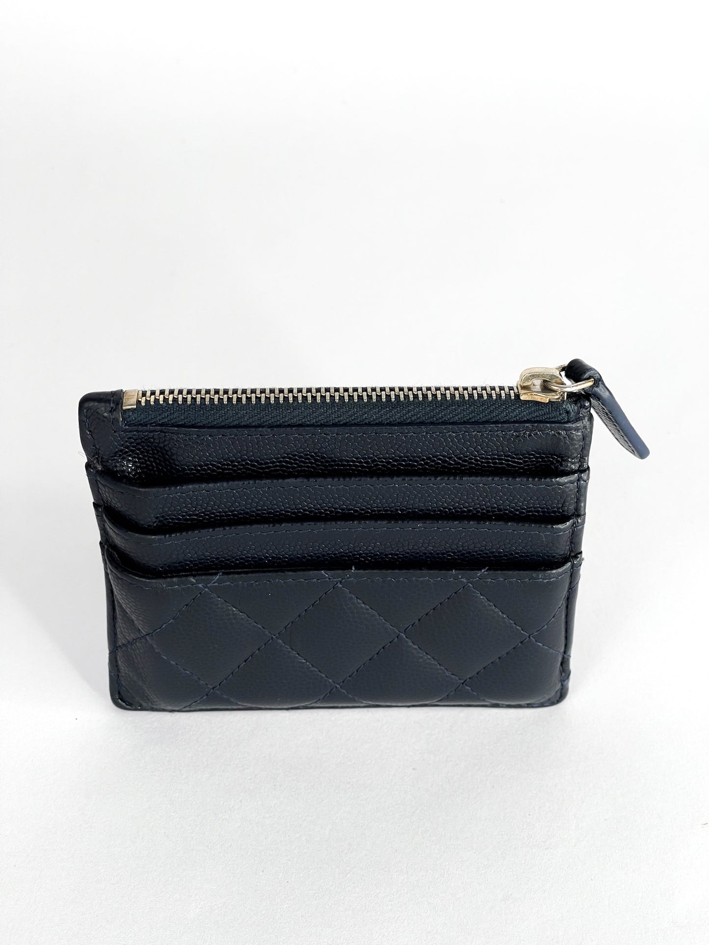 Chanel Caviar Quilted CC Zip Card Holder Black