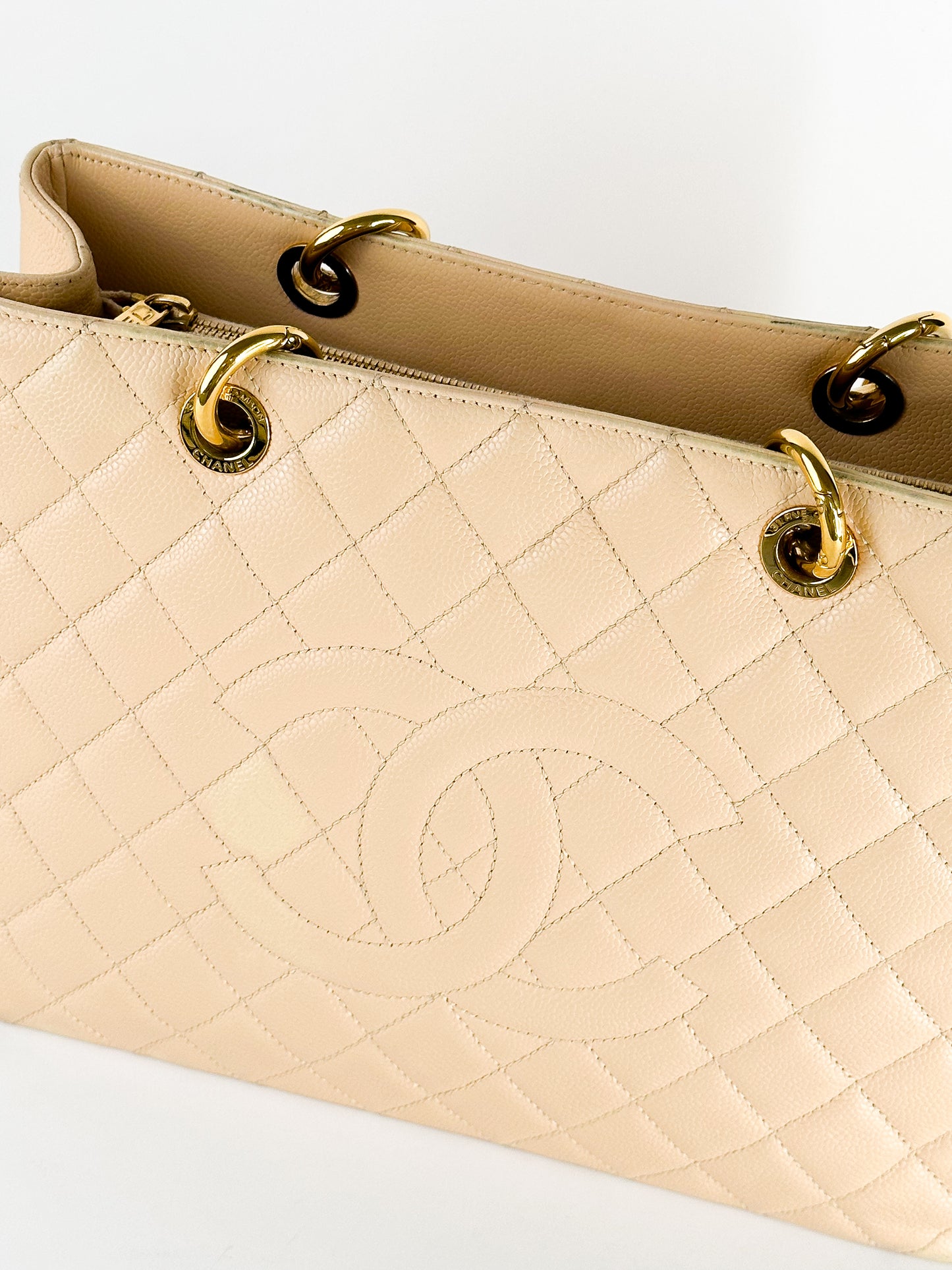 Chanel Grand Shopping Tote [GST] Beige Caviar Gold Hardware