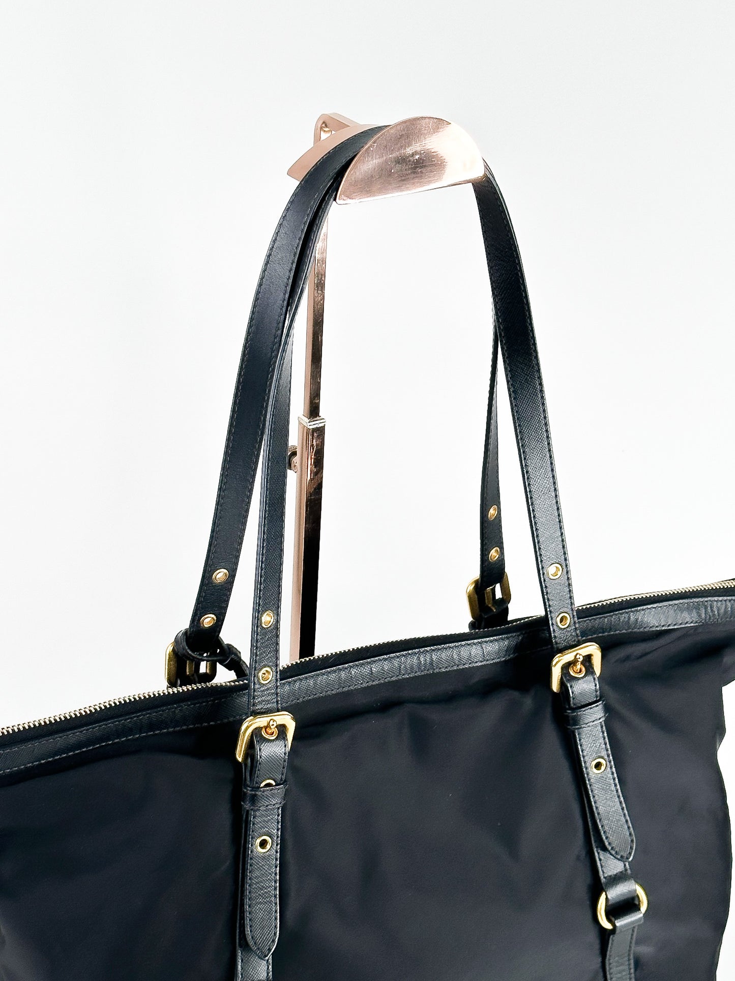 Prada Tessuto Saffiano Nylon and Leather Shopping Tote Bag