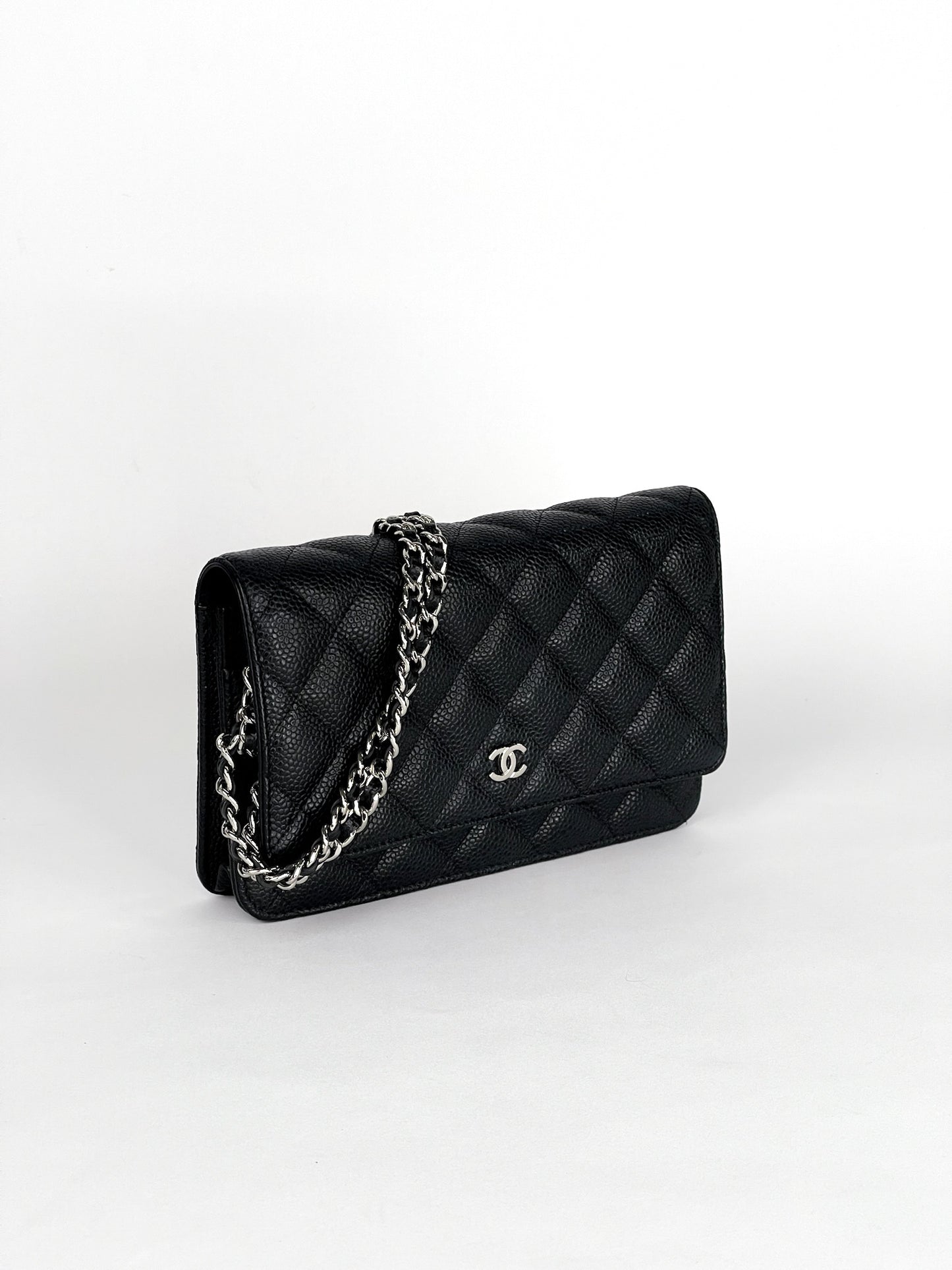 Chanel Classic Wallet On Chain Caviar Silver Hardware Series 28