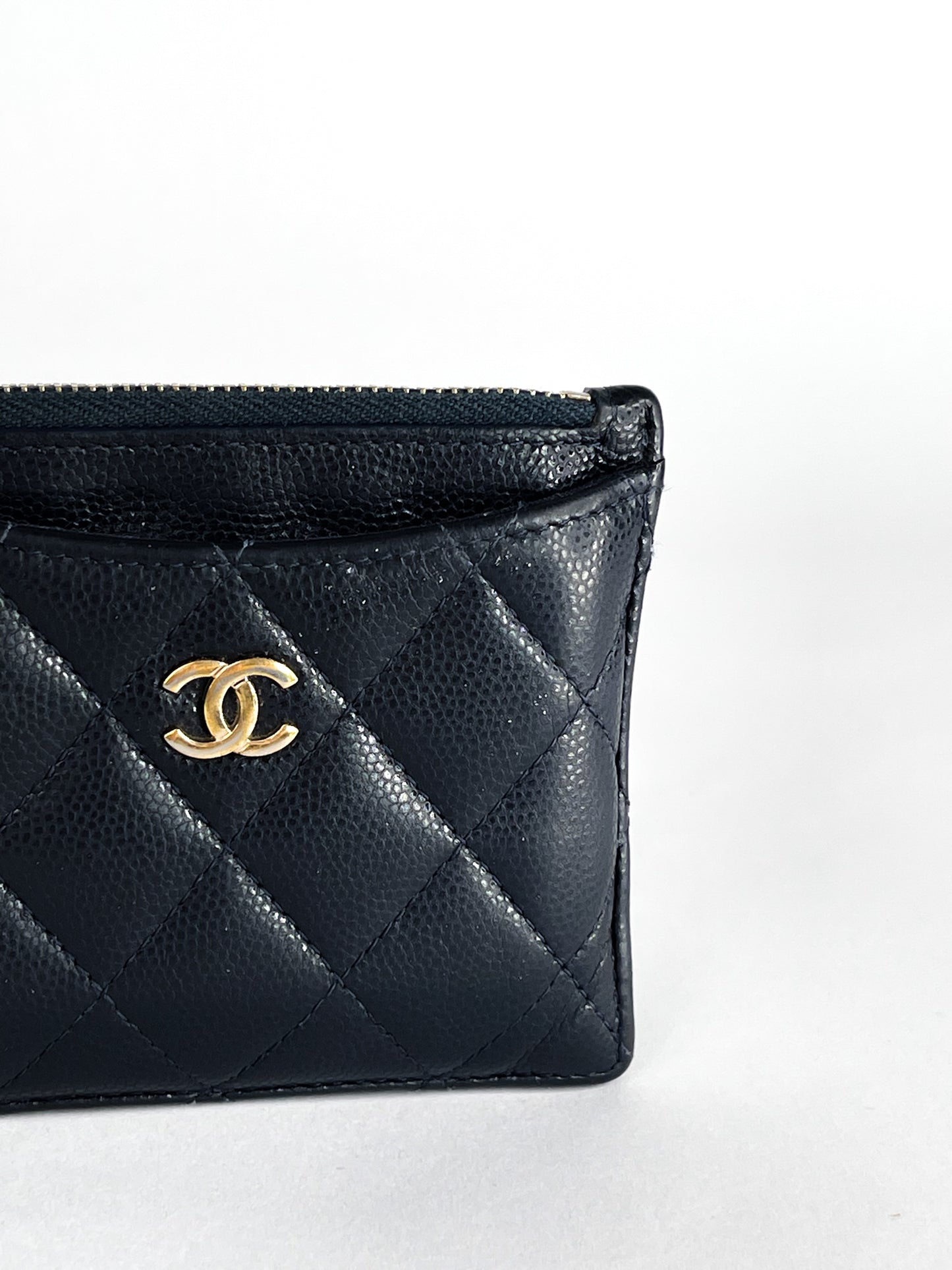 Chanel Caviar Quilted CC Zip Card Holder Black