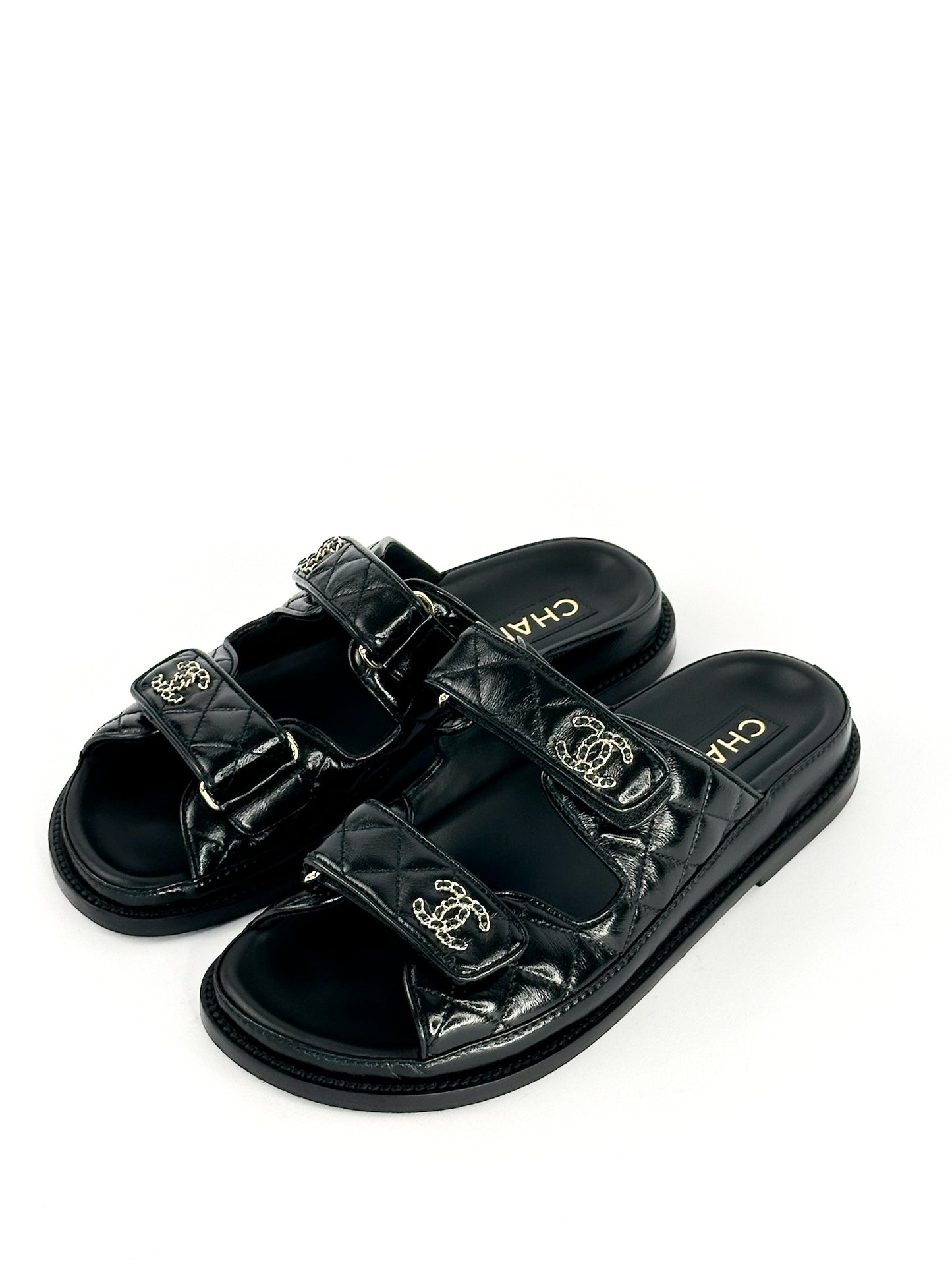 Chanel Lambskin Dad Sandals Size 37