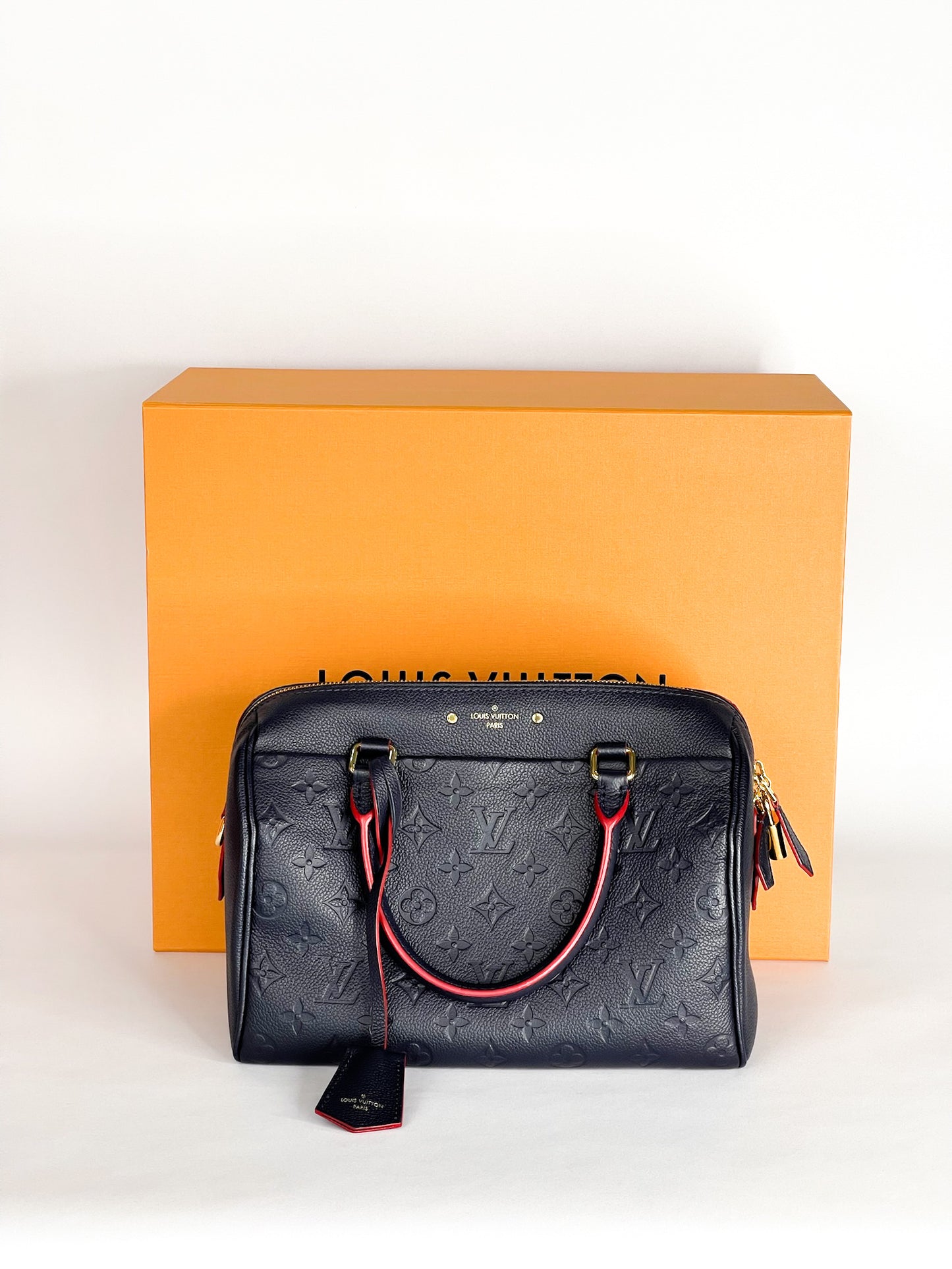 Louis Vuitton Speedy Bandouliere 25 Empreinte Leather Navy Blue