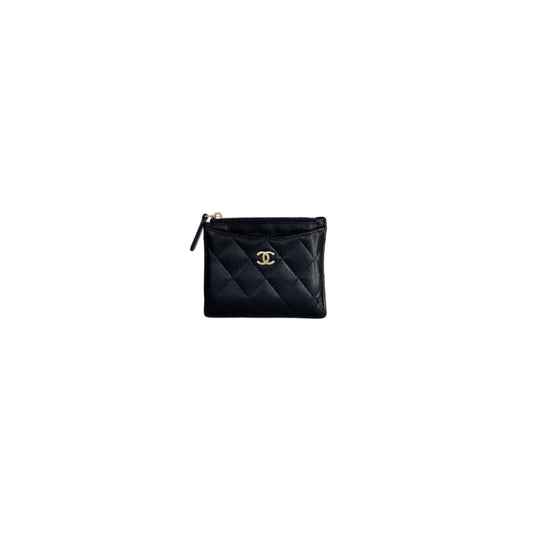 Chanel Caviar Quilted CC Zip Card Holder Black