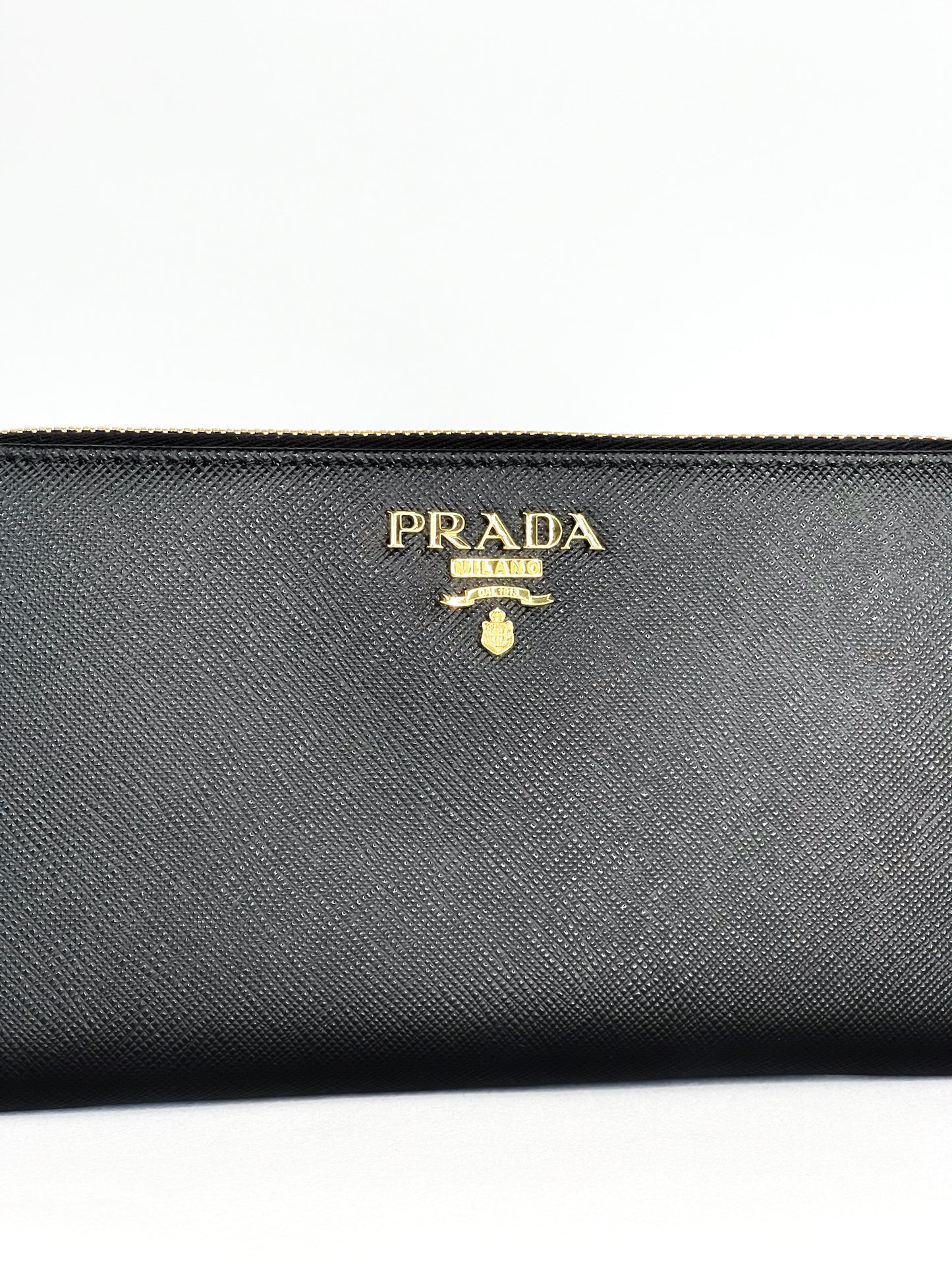 Prada Black Saffiano Leather Long Wallet