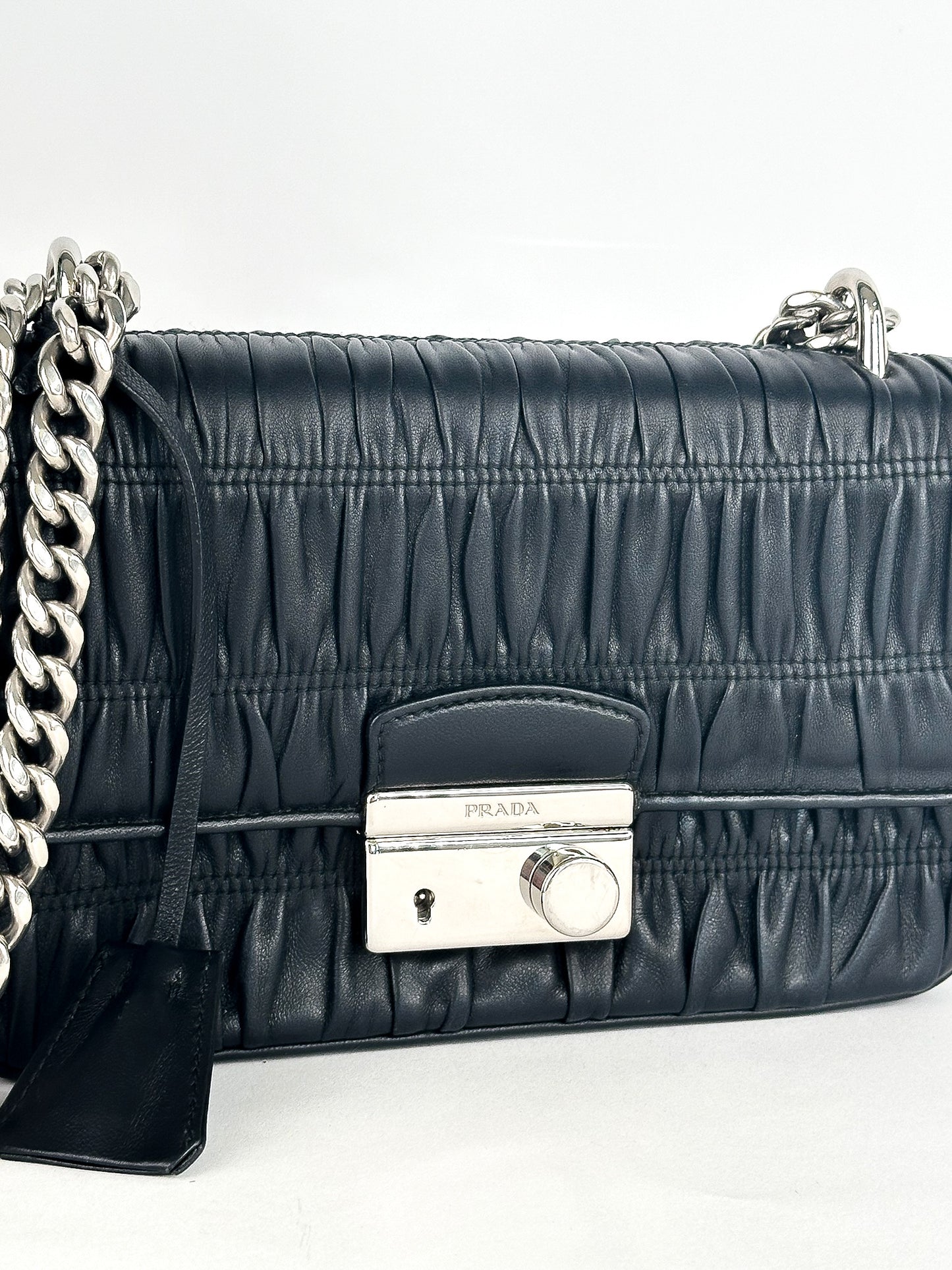 Prada Nappa Gaufre Chain Flap Black