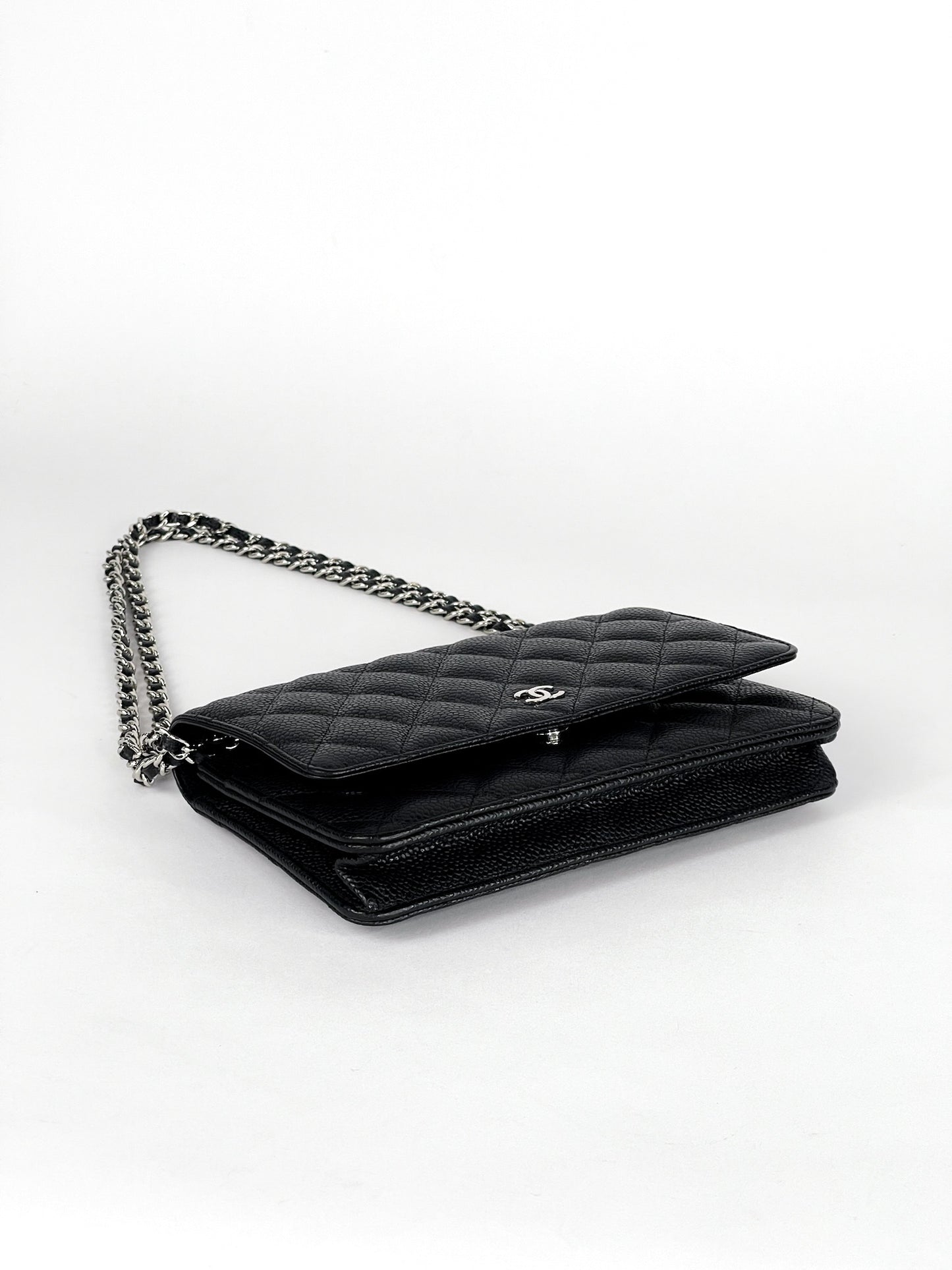 Chanel Classic Wallet On Chain Caviar Silver Hardware Series 28