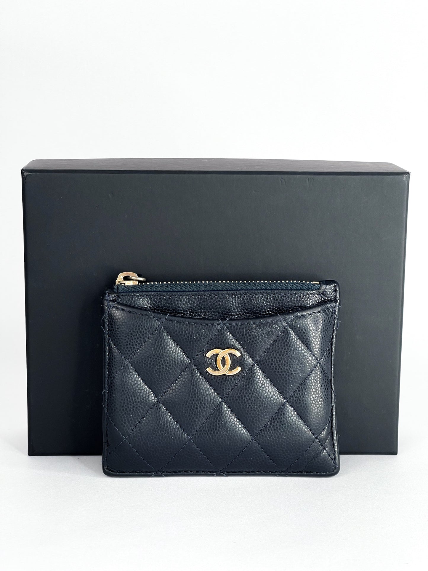 Chanel Caviar Quilted CC Zip Card Holder Black