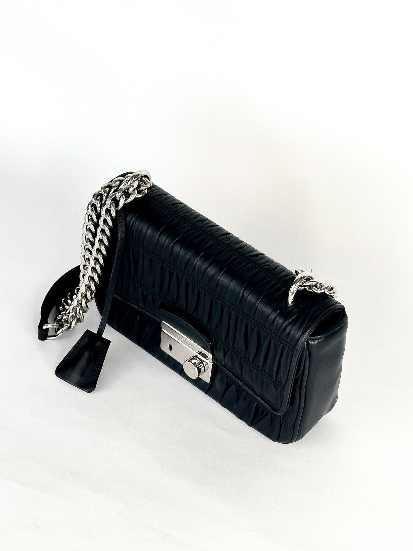 Prada Nappa Gaufre Chain Flap Black