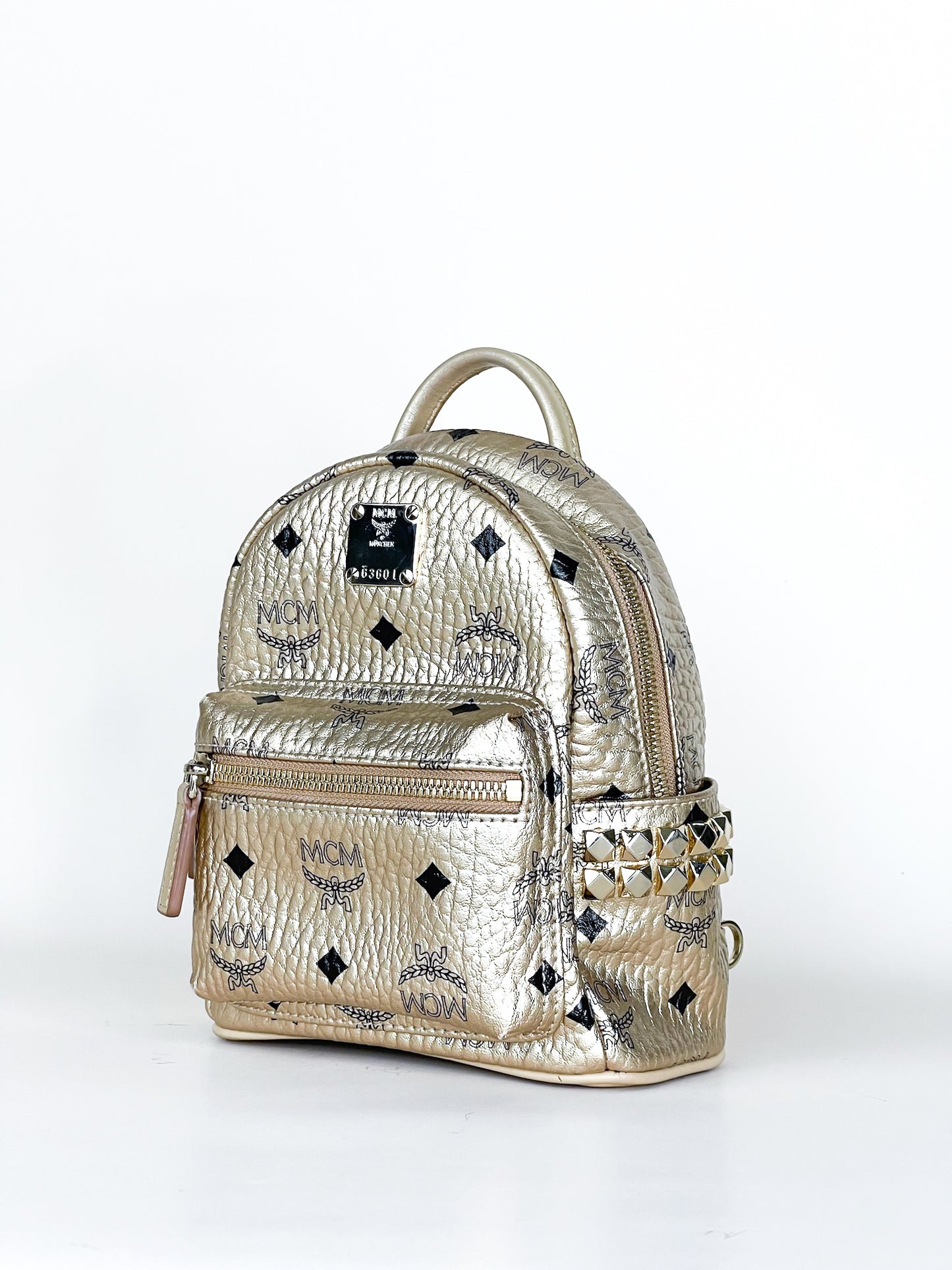 Mcm Gold Visetos Mini Backpack