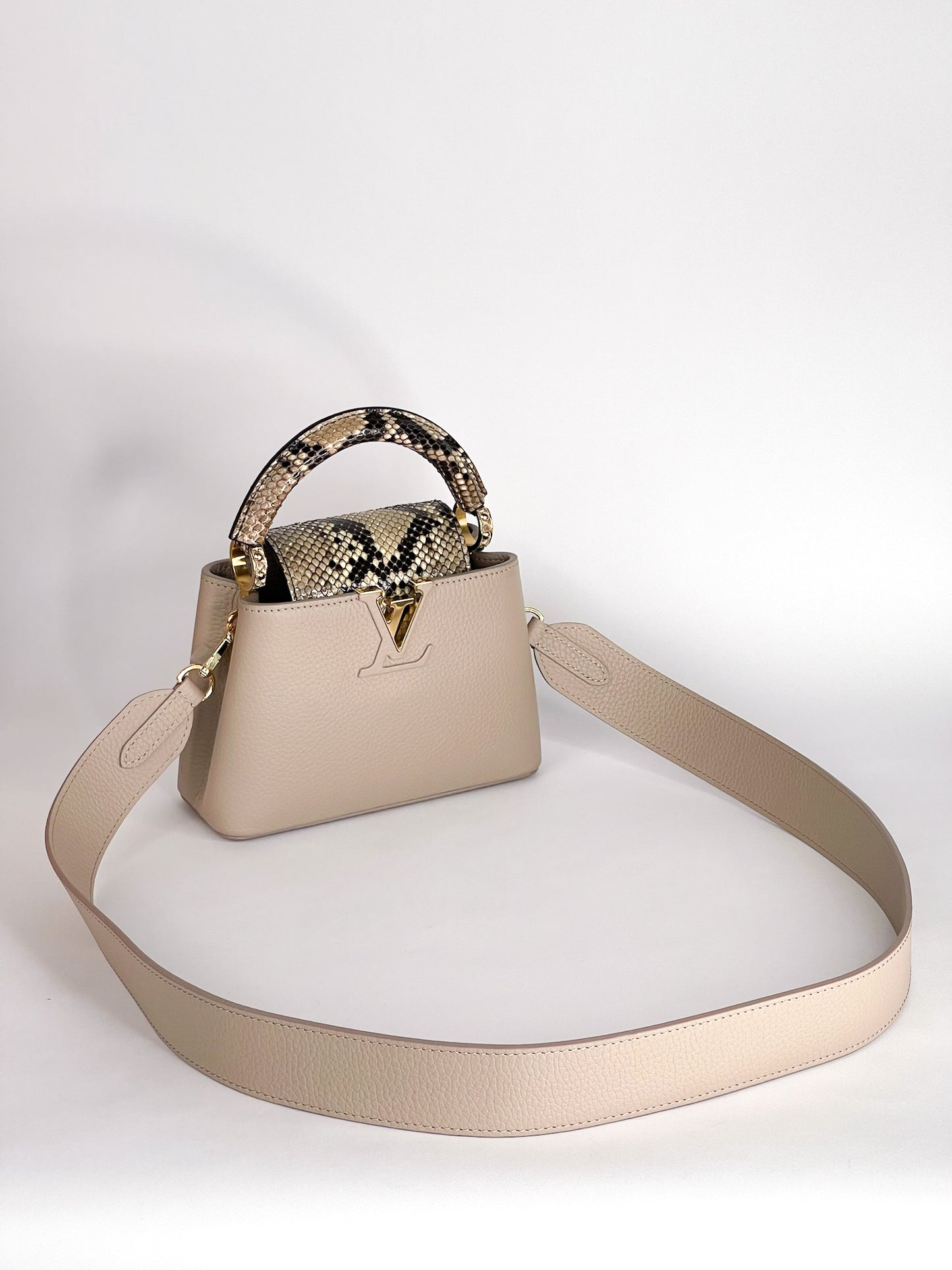 Louis Vuitton Galet Taurillon Leather and Python Capucines Mini Bag