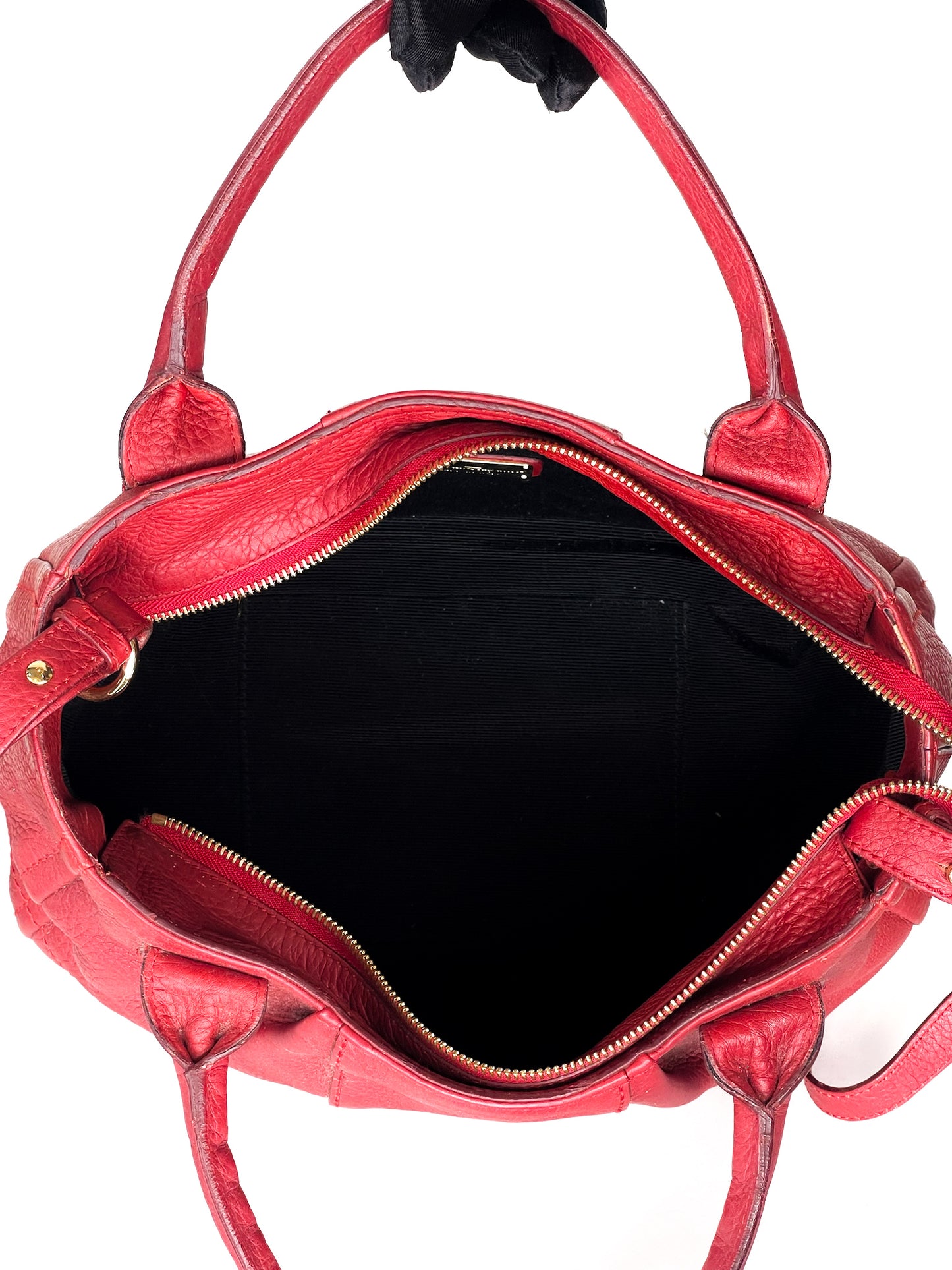 Salvatore Ferragamo Izzie Gancini Detail Grained Leather Top Handle Bag Red