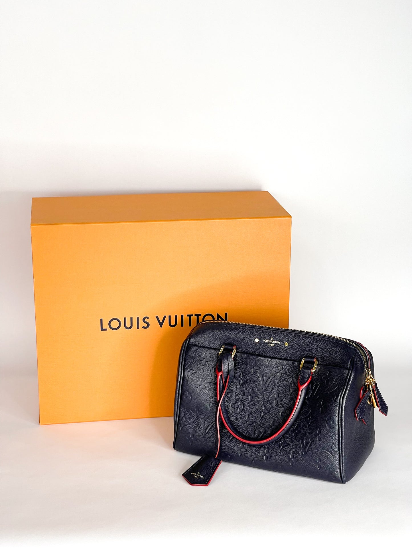 Louis Vuitton Speedy Bandouliere 25 Empreinte Leather Navy Blue