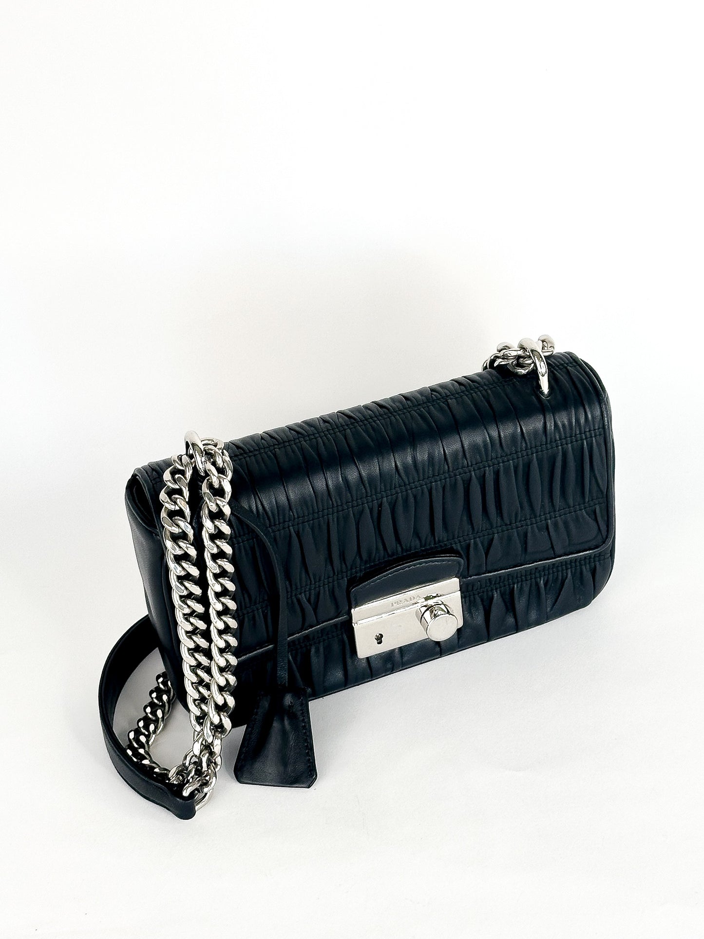 Prada Nappa Gaufre Chain Flap Black