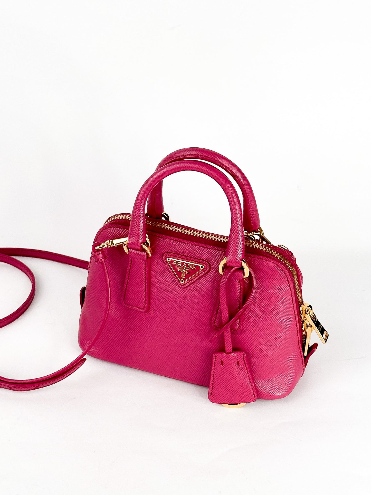 Prada Mini Saffiano Promenade Bag, Fuschia Pink