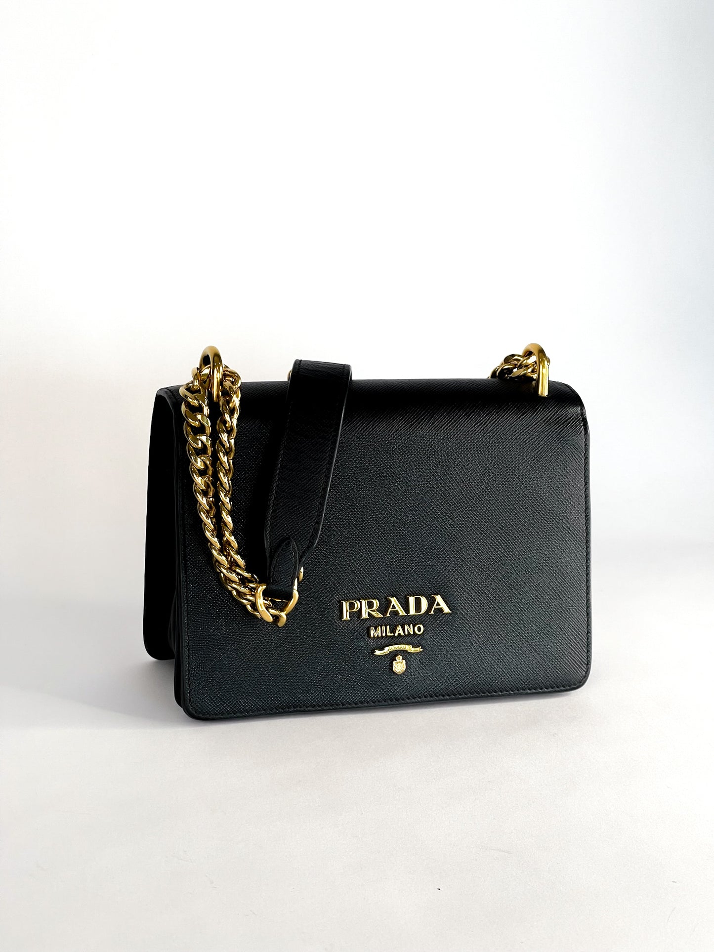 Prada Chain Flap Saffiano Leather Bag