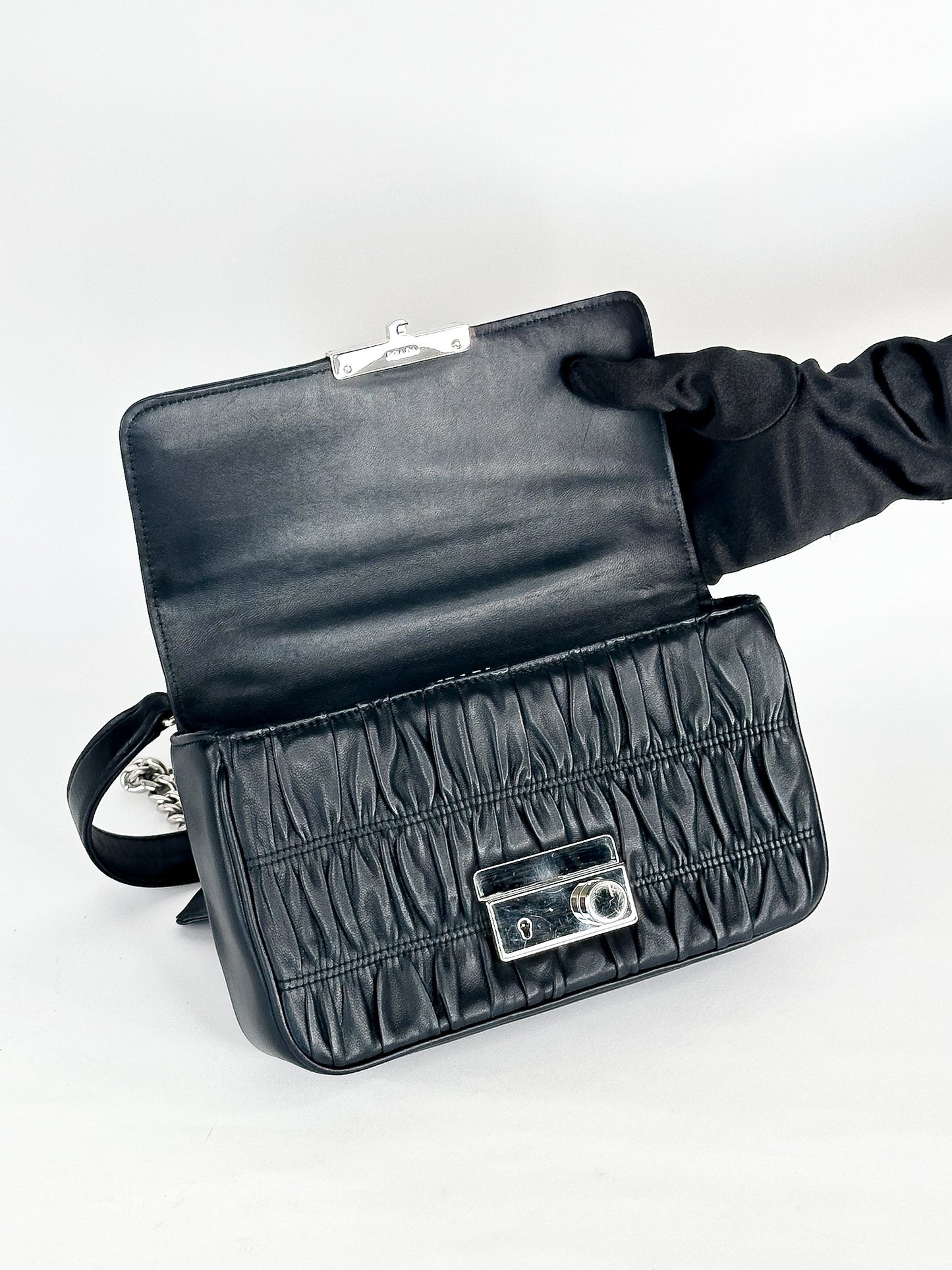 Prada Nappa Gaufre Chain Flap Black