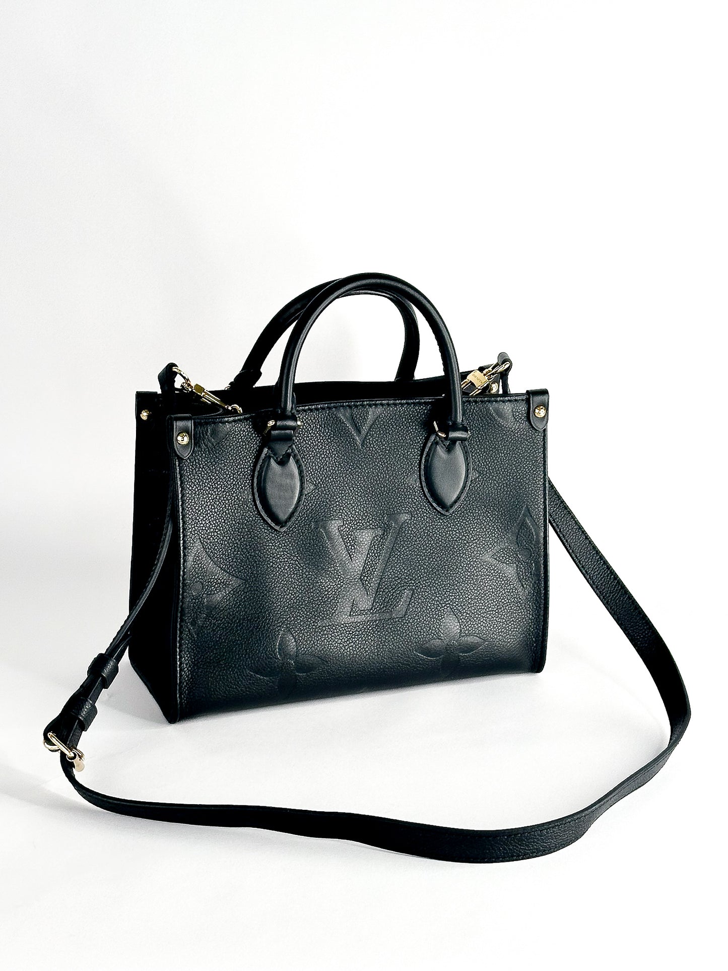 Louis Vuitton On The Go PM Tote Bag Shoulder Monogram Implant Leather