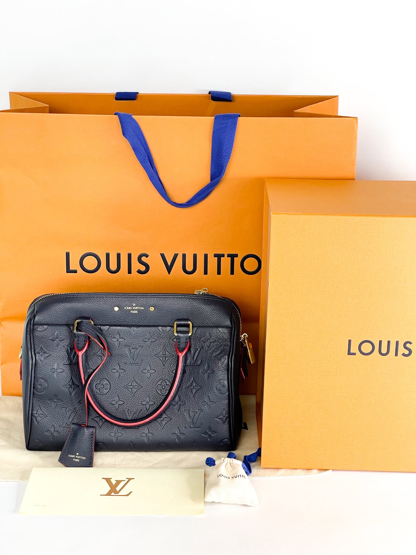 Louis Vuitton Speedy Bandouliere 25 Empreinte Leather Navy Blue