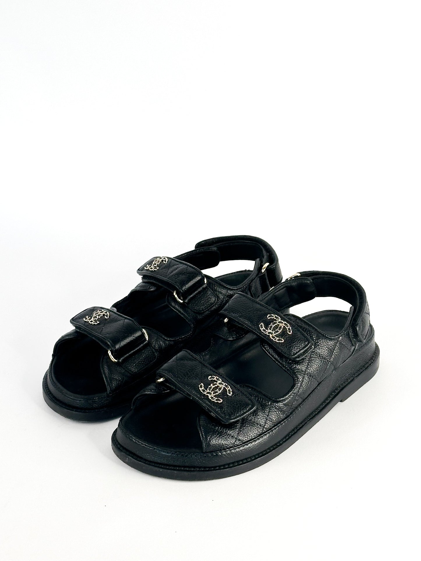 Chanel Grained Calfskin Dad Sandals Size 36