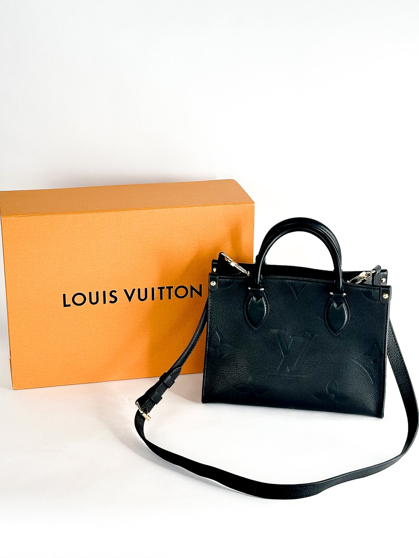 Louis Vuitton On The Go PM Tote Bag Shoulder Monogram Implant Leather