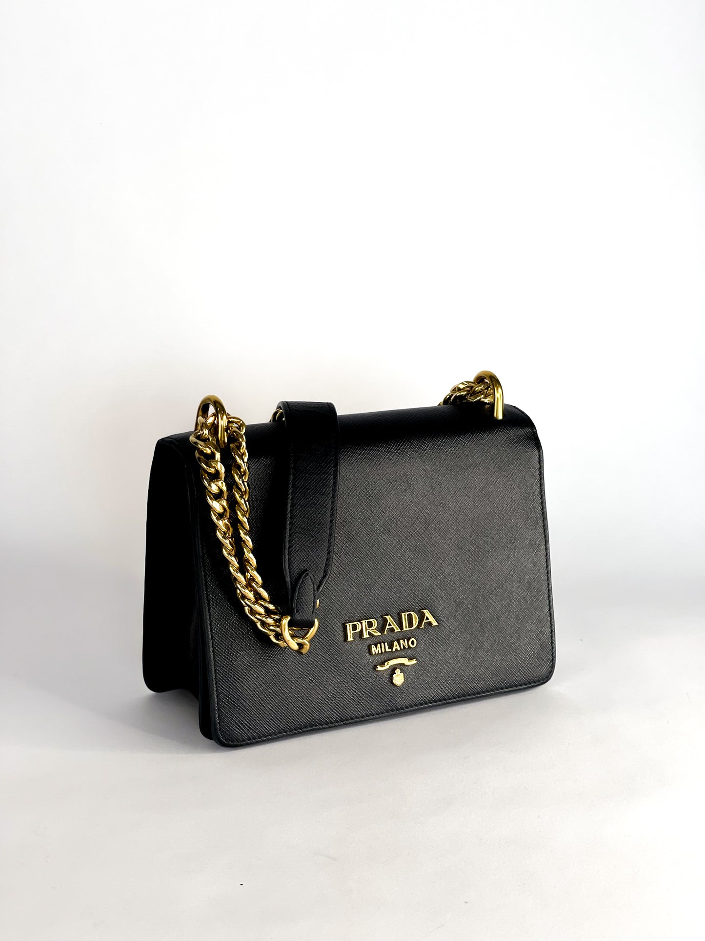 Prada Chain Flap Saffiano Leather Bag