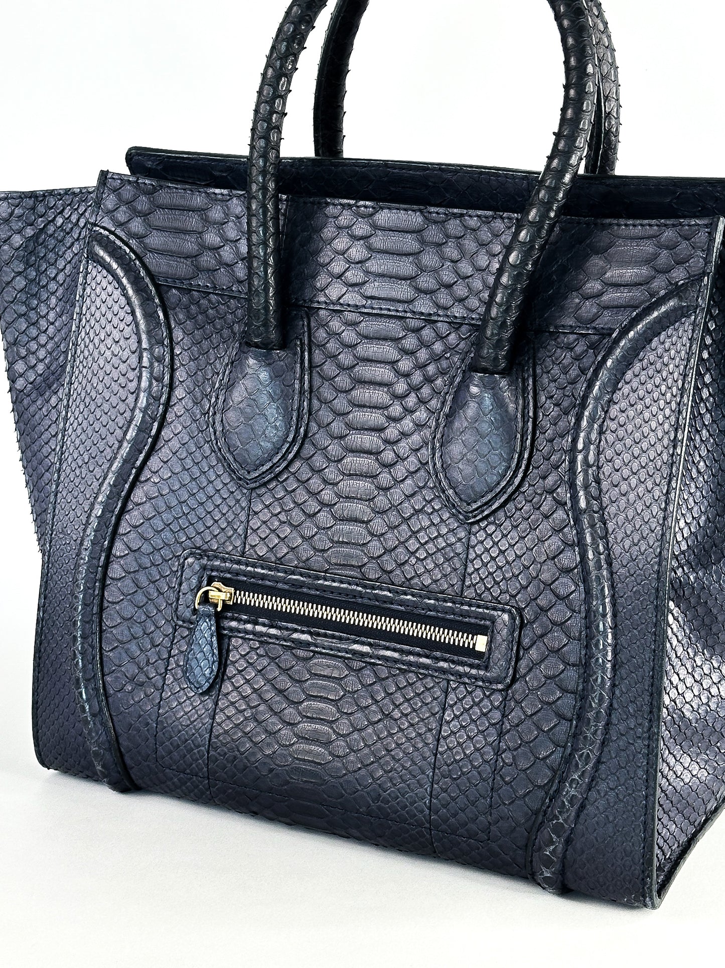 Celine Python Medium Phantom Luggage Tote Navy Blue