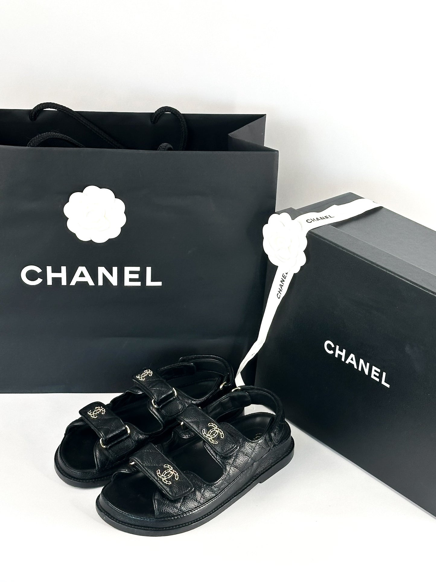 Chanel Grained Calfskin Dad Sandals Size 36