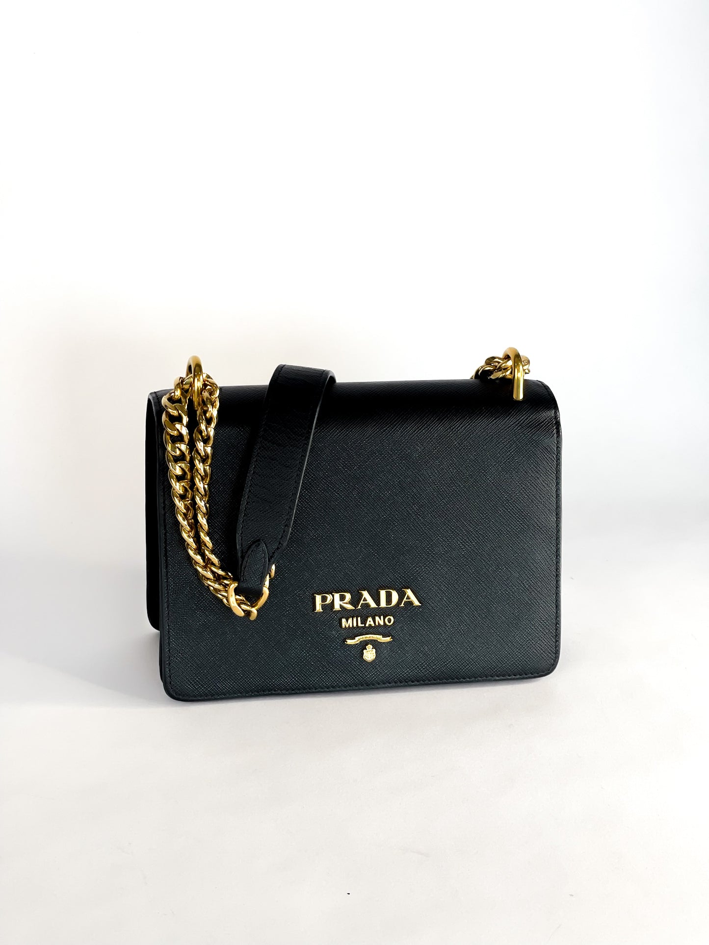 Prada Chain Flap Saffiano Leather Bag