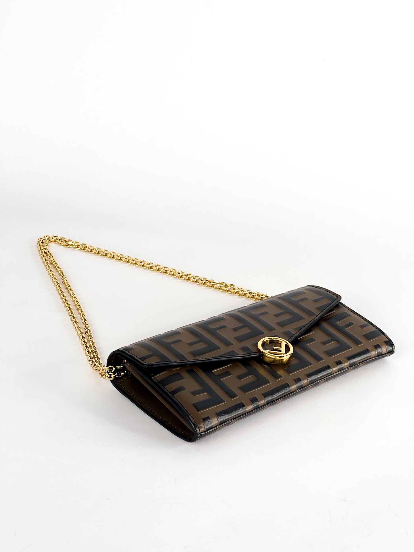 Fendi Zucca Embossed Continental Wallet on Chain