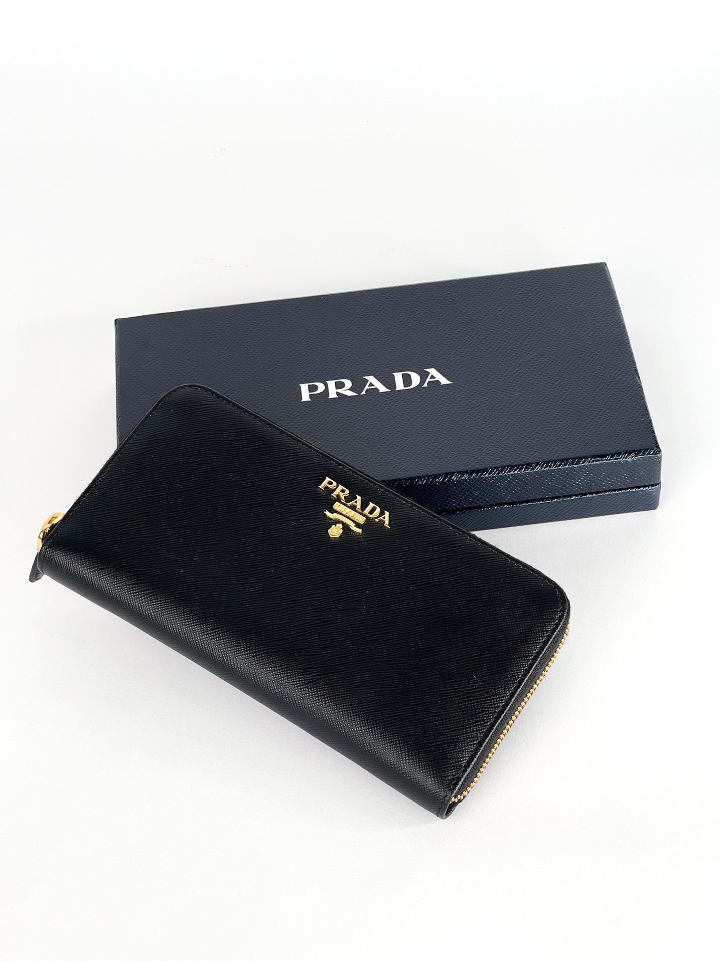 Prada Black Saffiano Leather Long Wallet