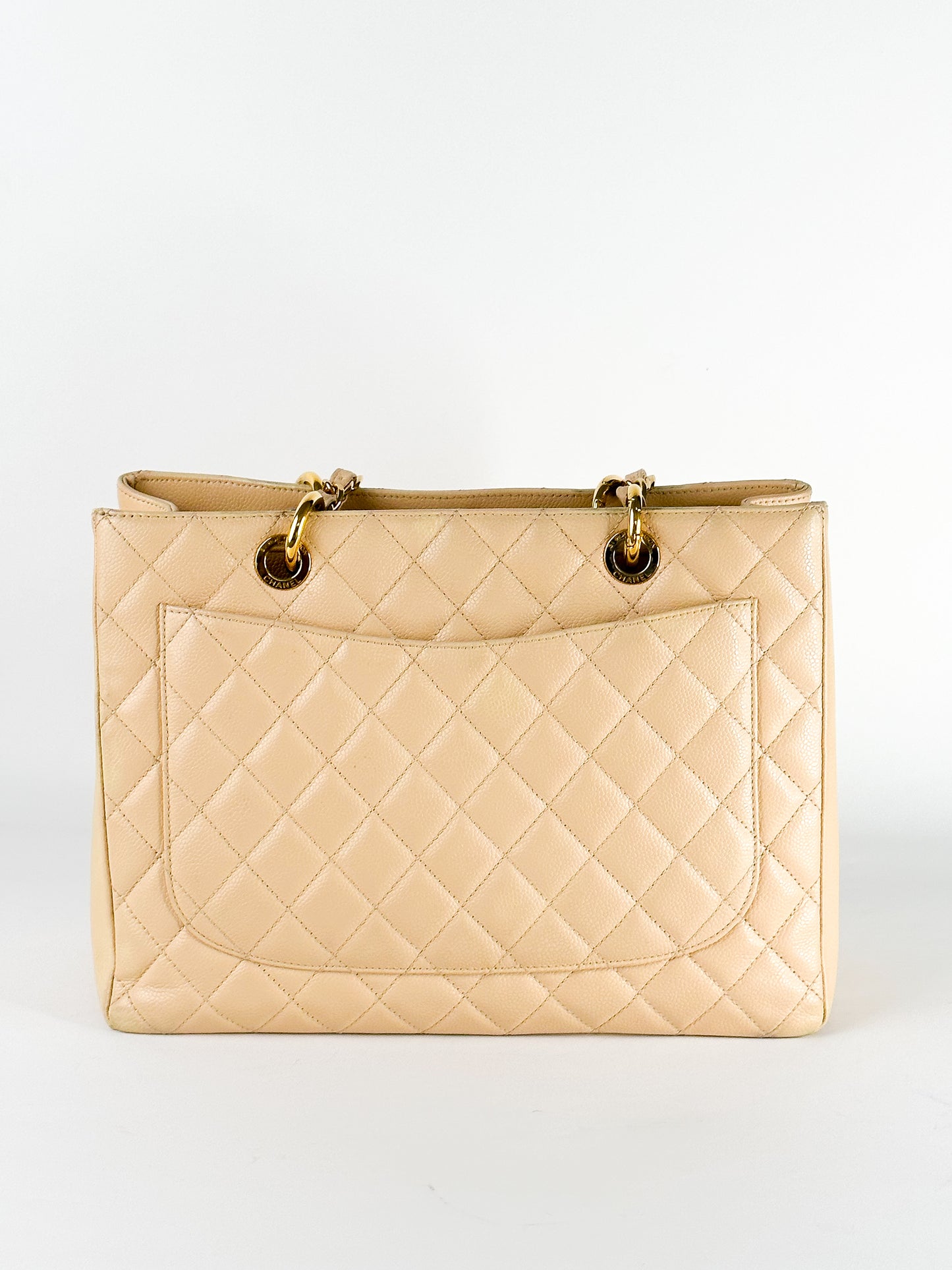 Chanel Grand Shopping Tote [GST] Beige Caviar Gold Hardware