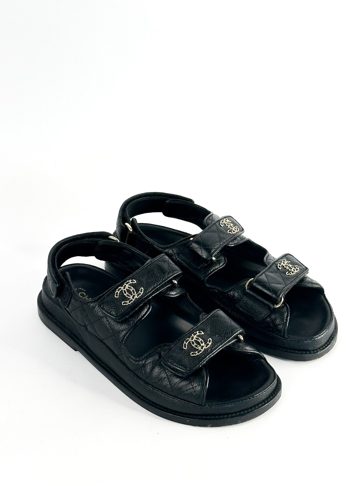 Chanel Grained Calfskin Dad Sandals Size 36