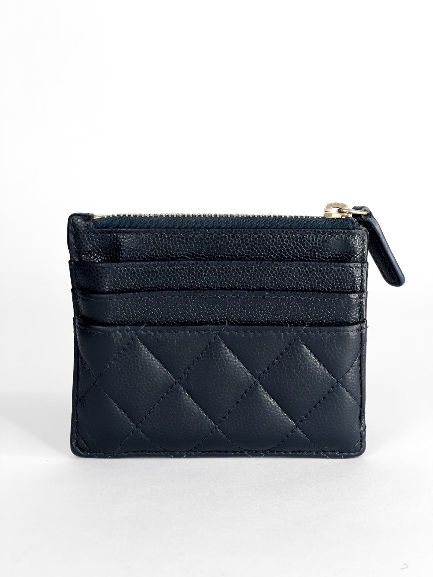 Chanel Caviar Quilted CC Zip Card Holder Black