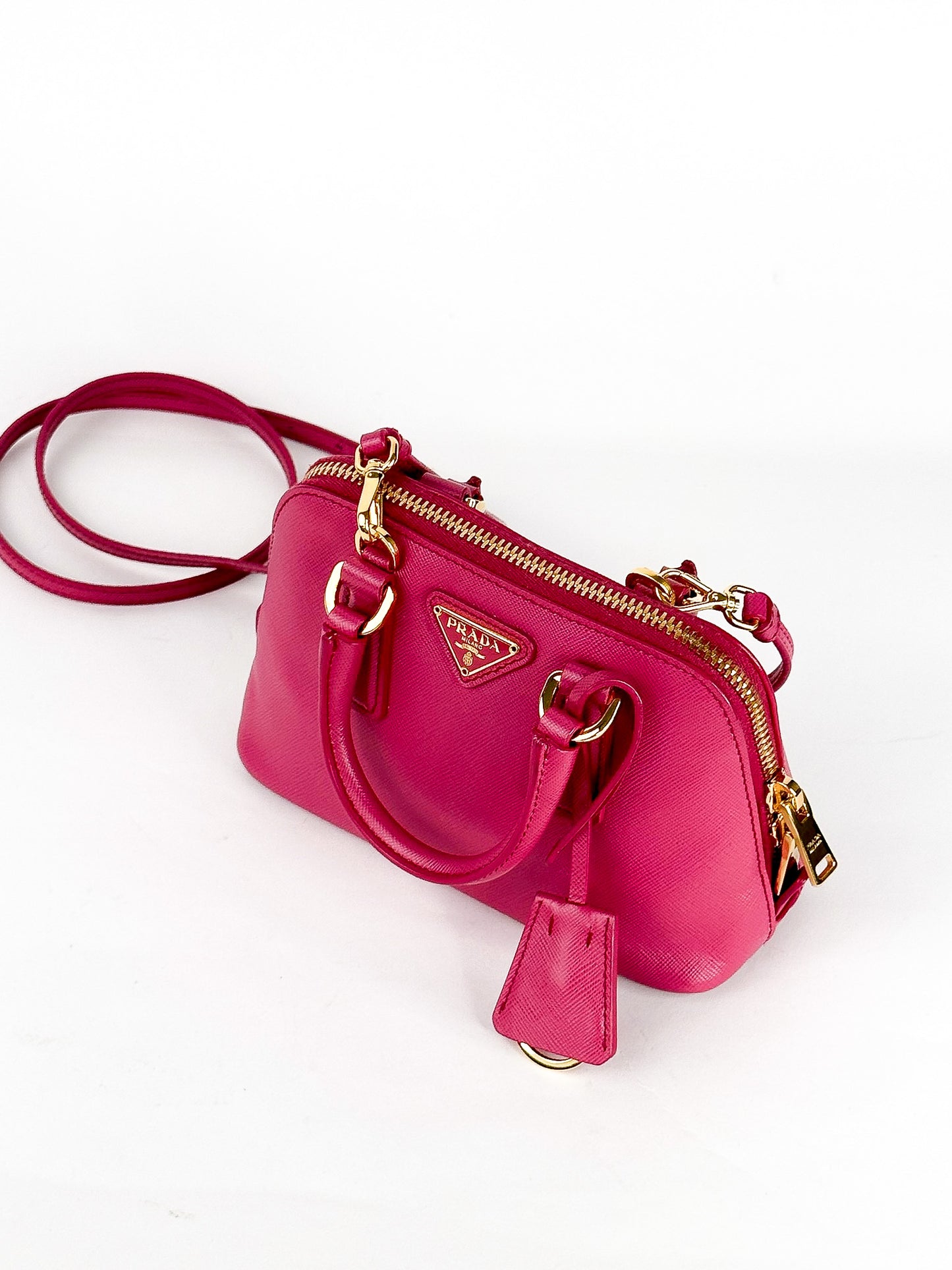 Prada Mini Saffiano Promenade Bag, Fuschia Pink