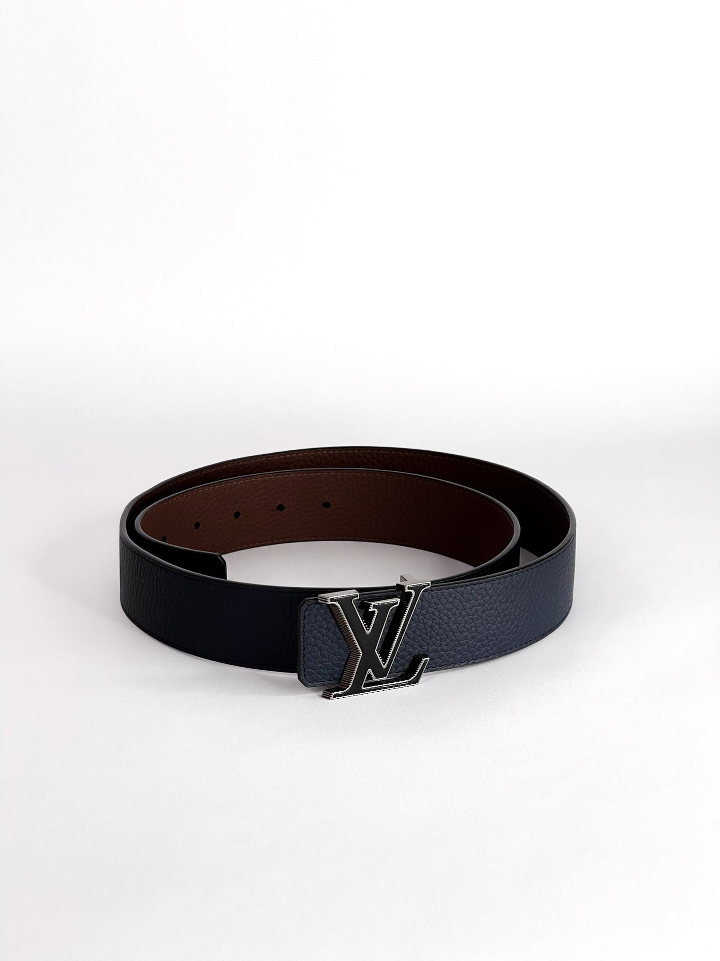 Louis Vuitton Reversible Navy Blue/Brown LV Tilt Buckle Belt Size 100/40