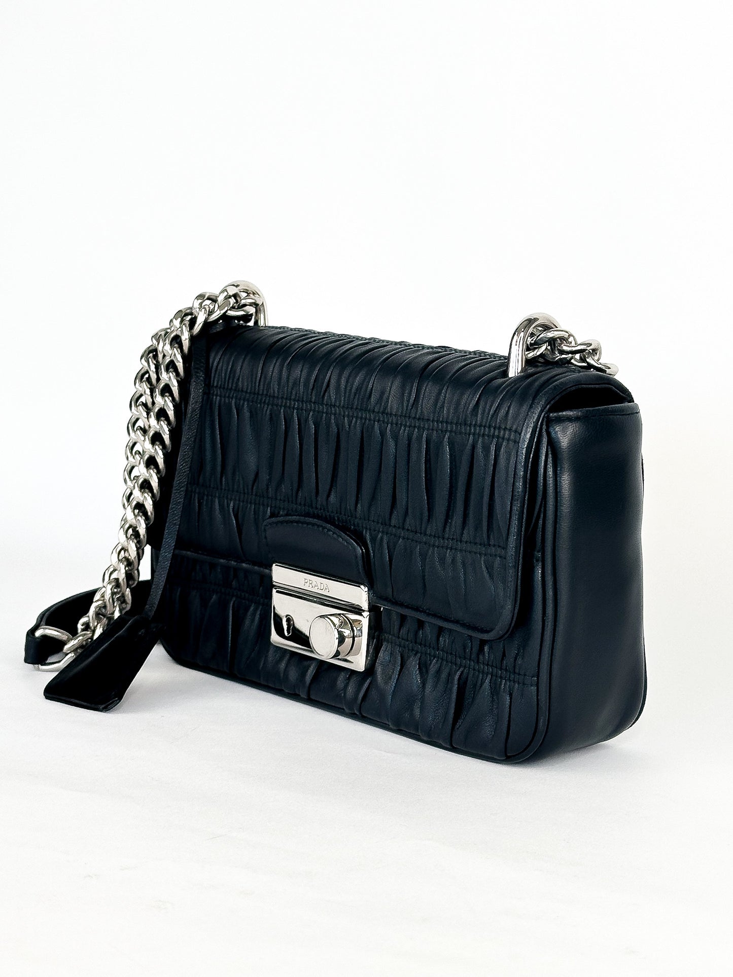 Prada Nappa Gaufre Chain Flap Black