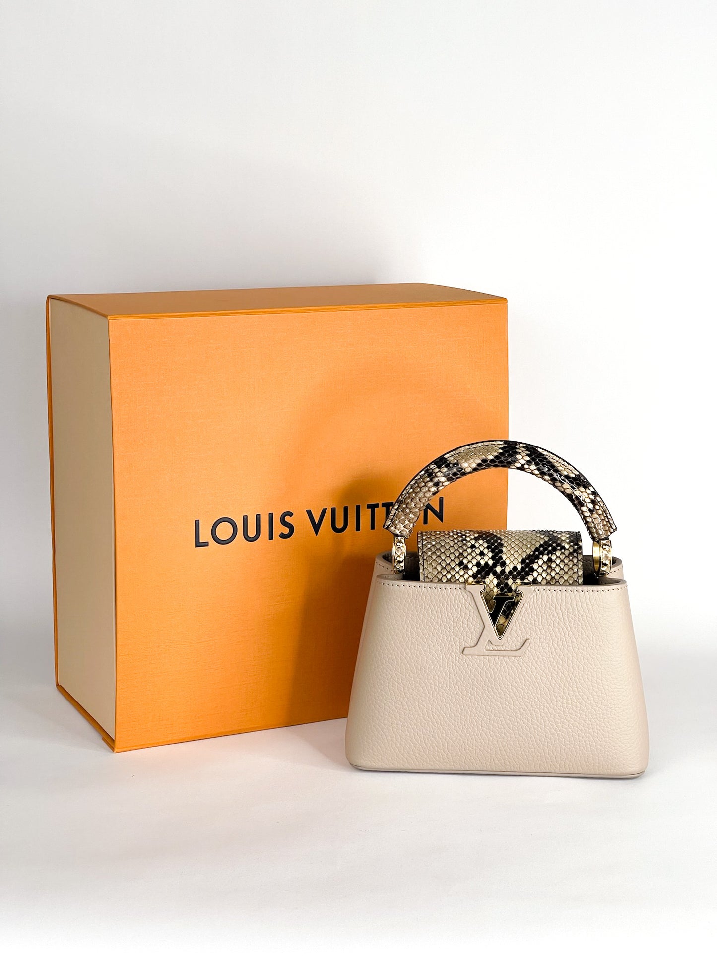 Louis Vuitton Galet Taurillon Leather and Python Capucines Mini Bag