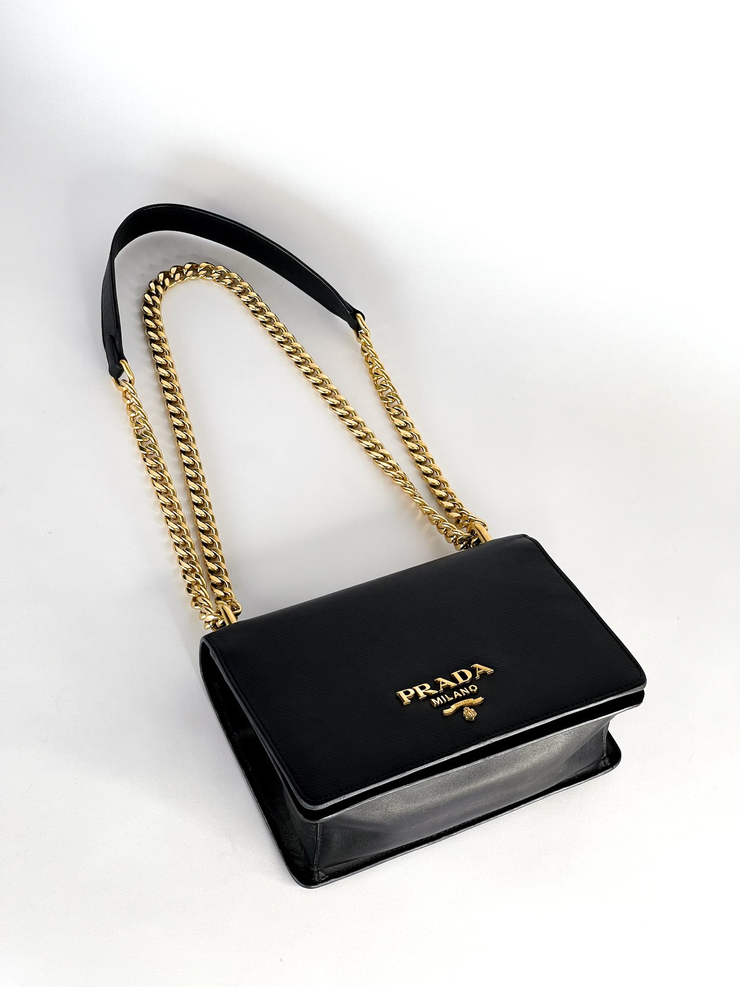 Prada Chain Flap Saffiano Leather Bag